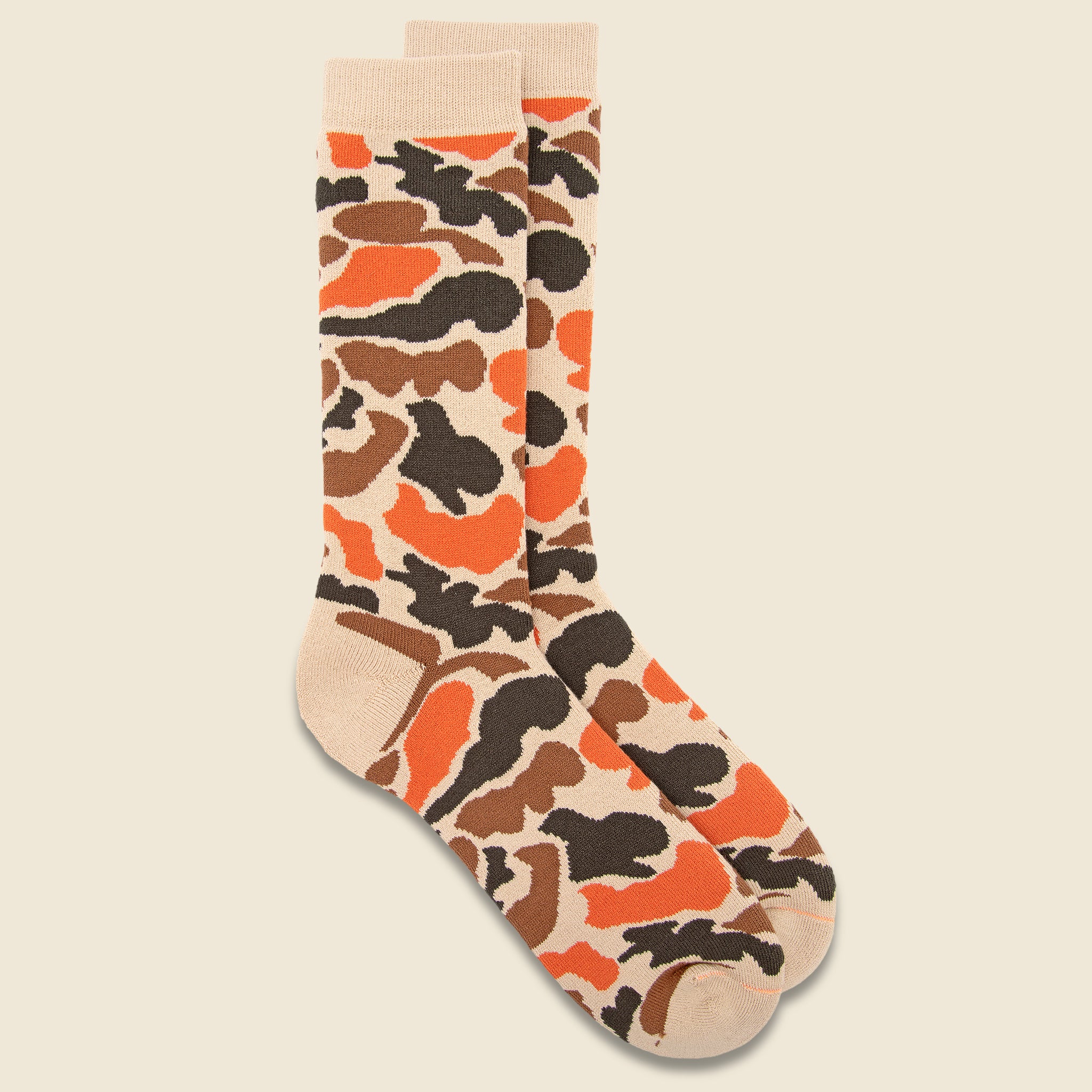 Pile Camo Crew Sock - Beige/Orange