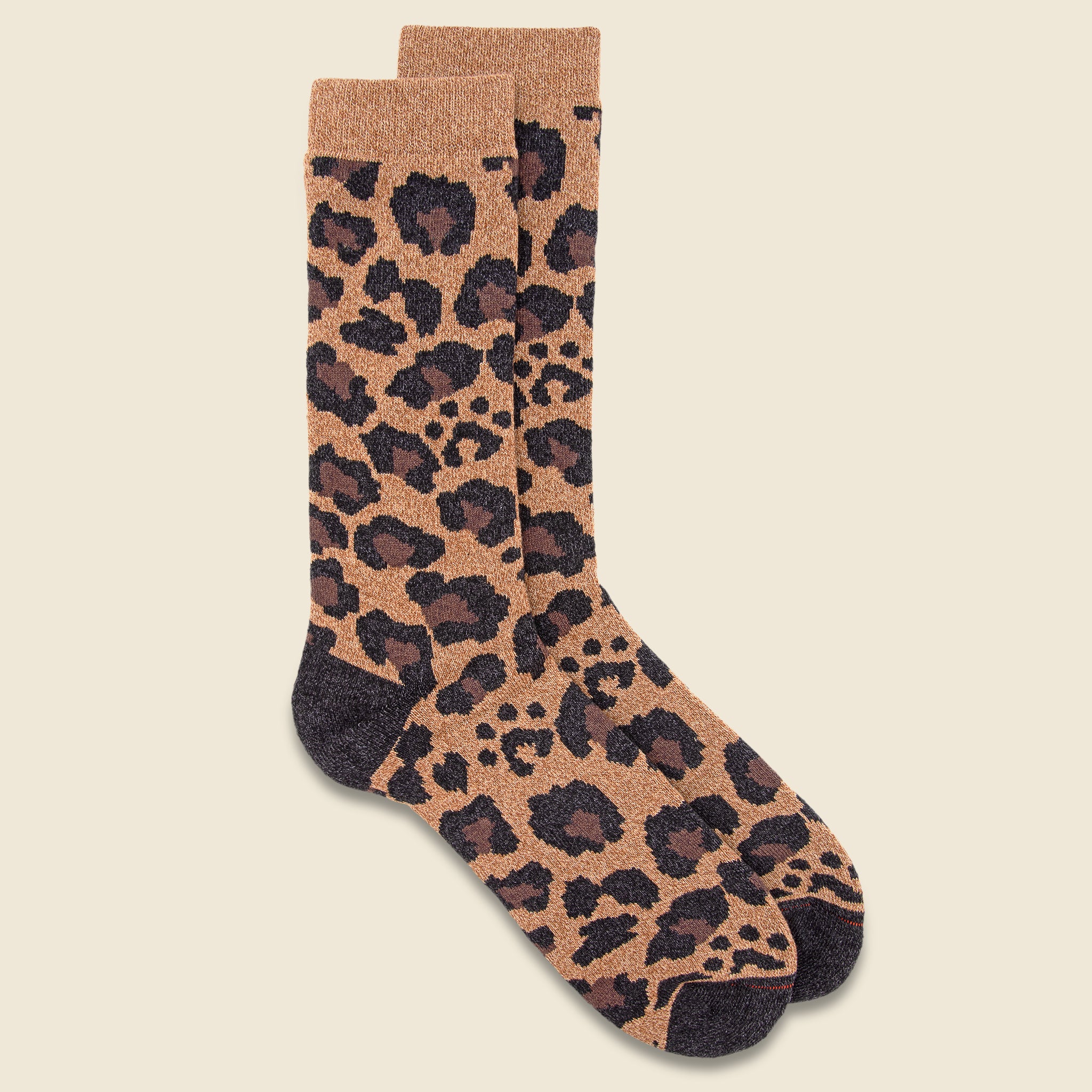 Pile Leopard Crew Sock - Dark Beige