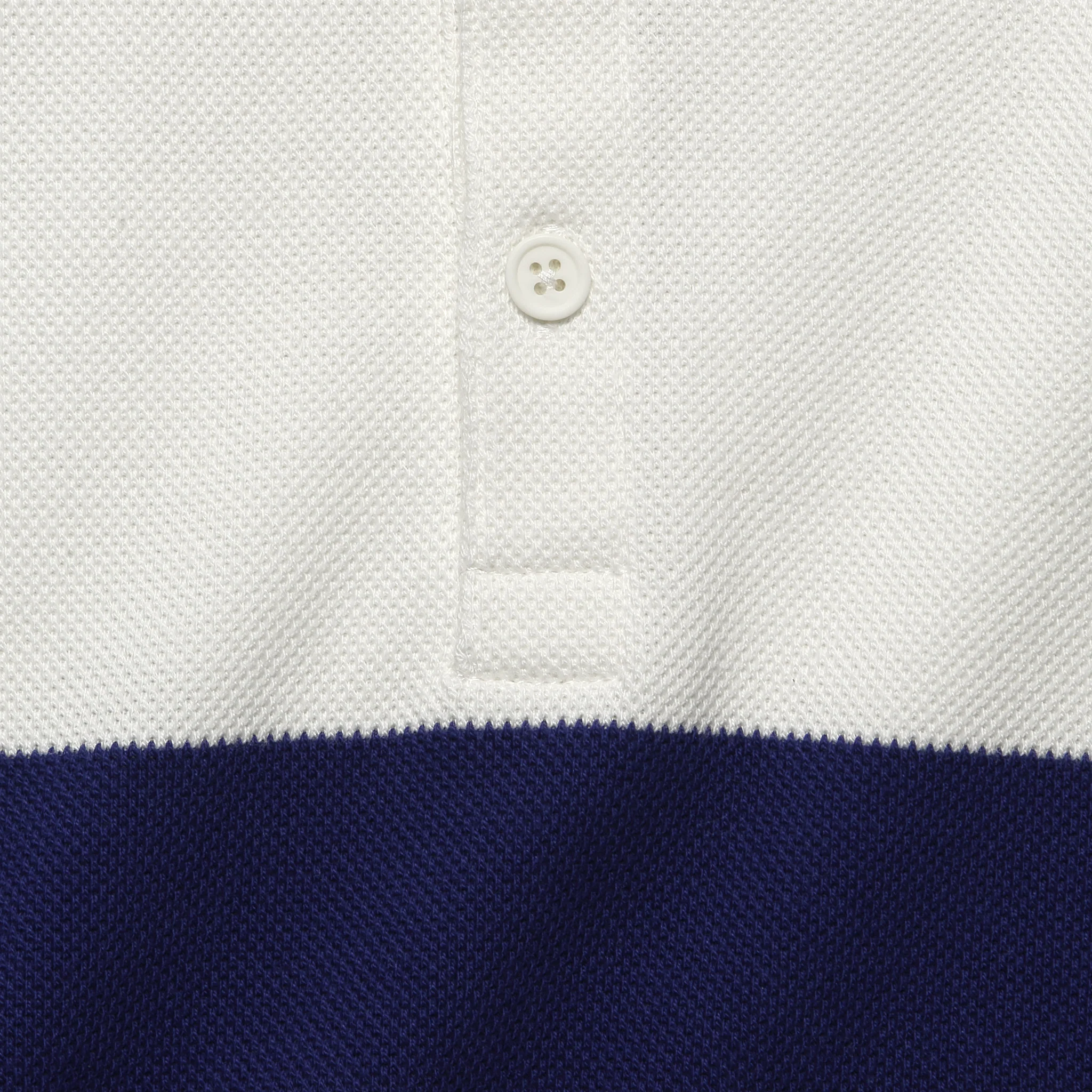 Pique Polo Panel Stripe - White/Navy - Image 3