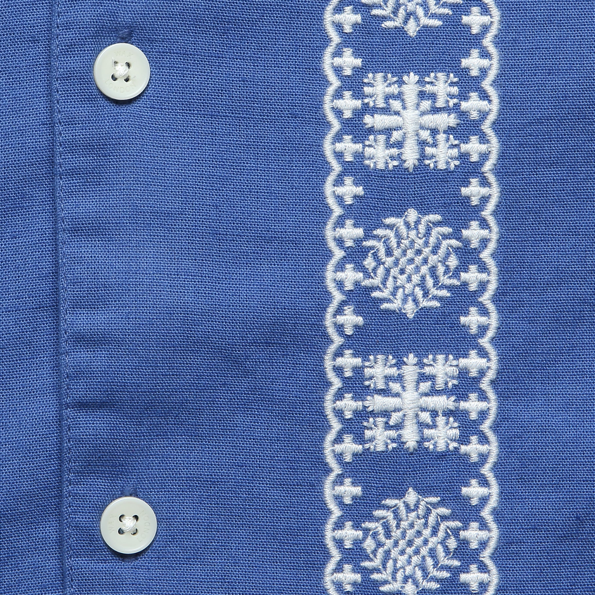 Placement Border Didcot Shirt - Blue/Ecru - Image 2