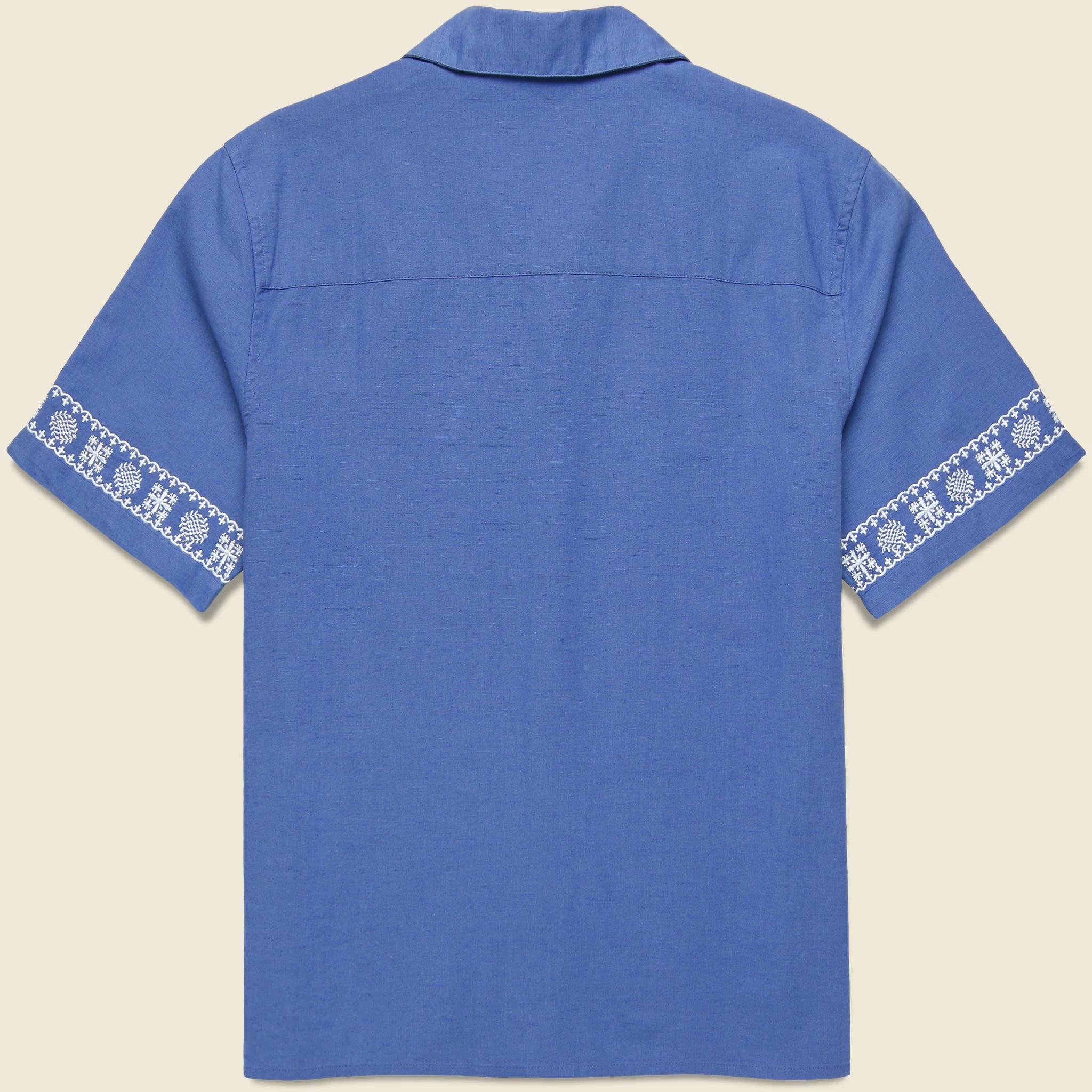 Placement Border Didcot Shirt - Blue/Ecru - Image 3