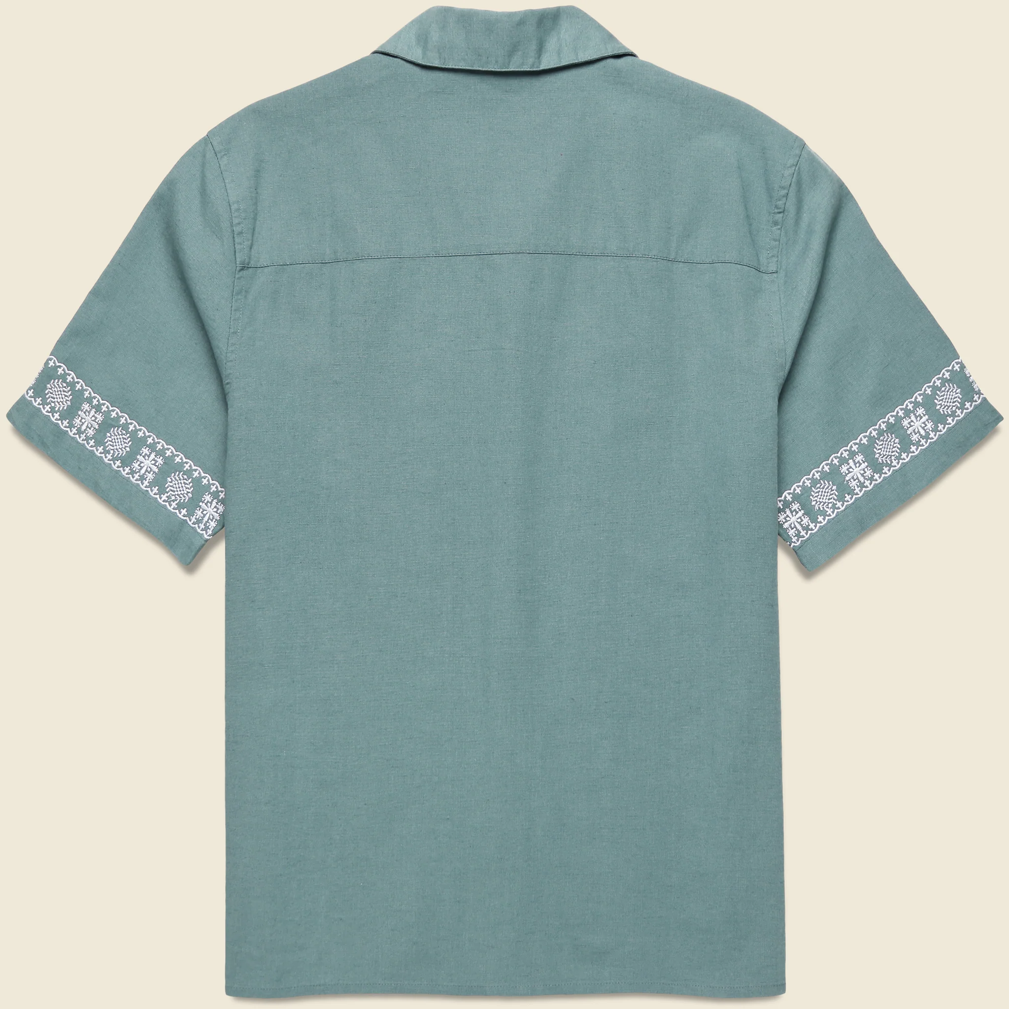 Placement Border Didcot Shirt - Sea Green/Ecru - Image 3