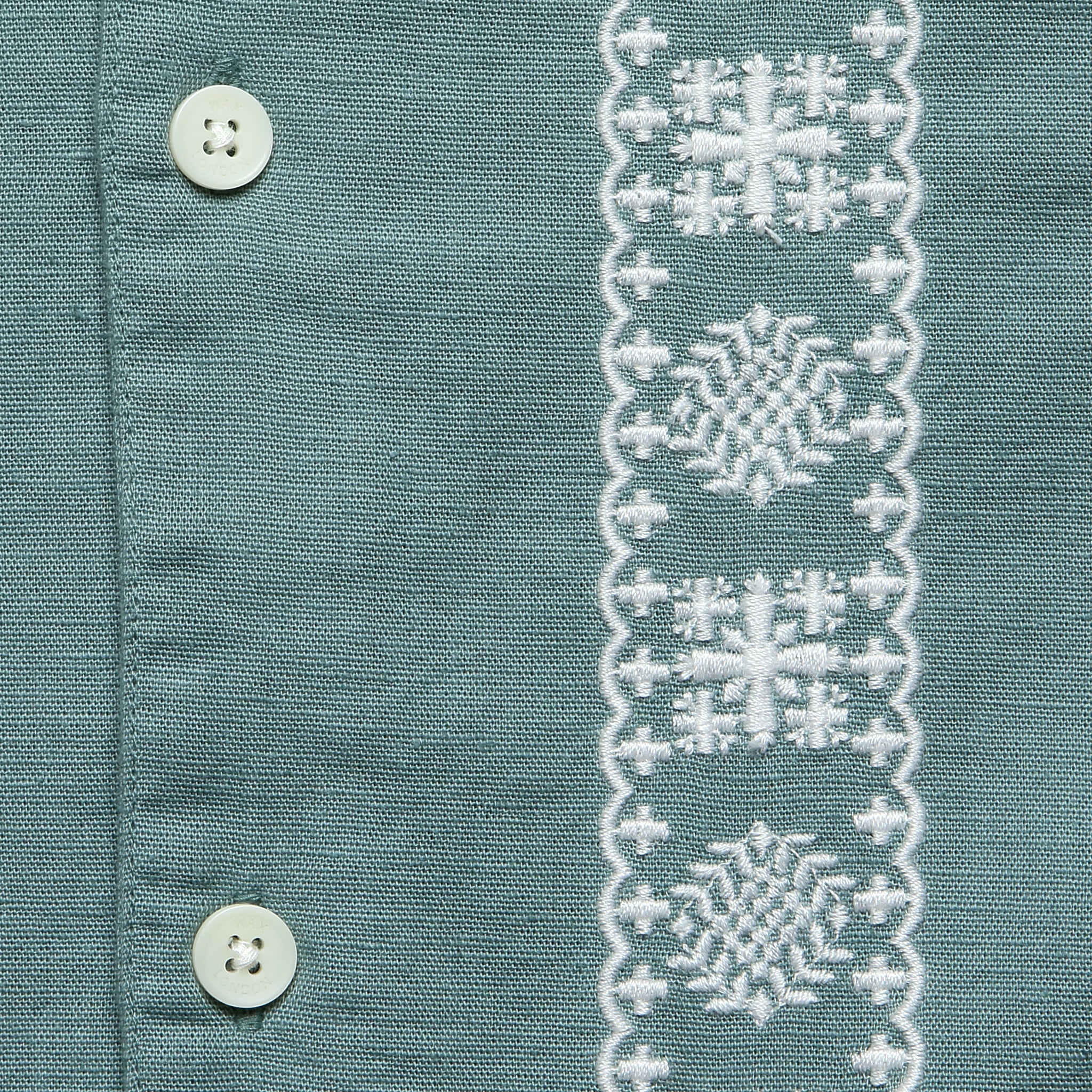 Placement Border Didcot Shirt - Sea Green/Ecru - Image 4