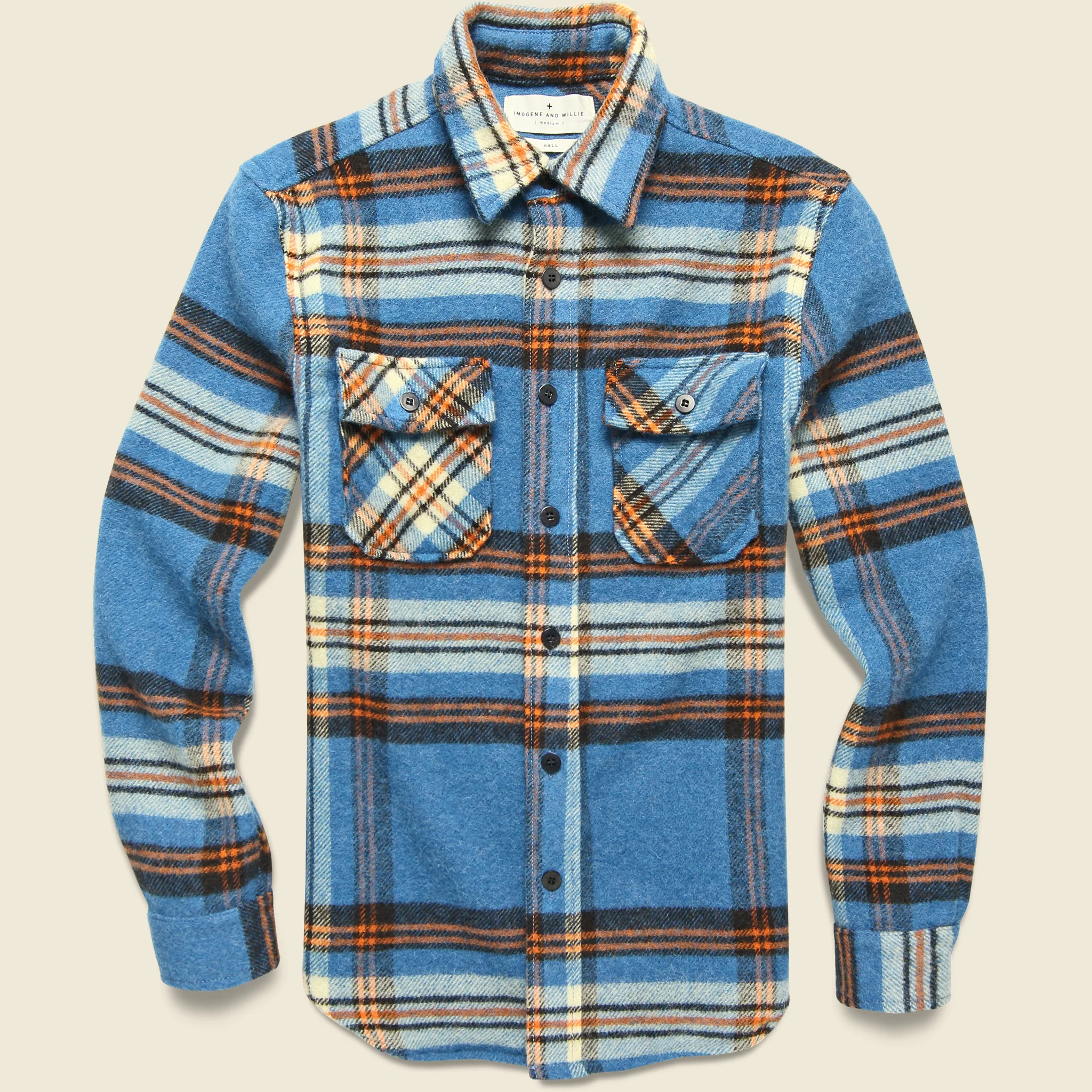 Hall CPO Plaid Wool Overshirt- Teal/Orange