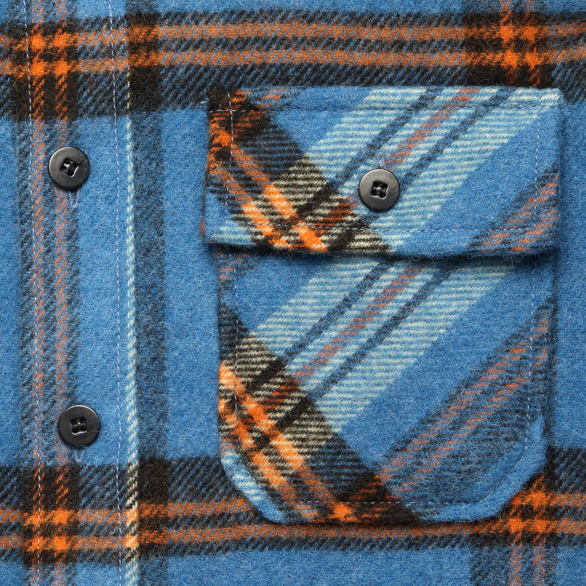 Hall CPO Plaid Wool Overshirt- Teal/Orange - Image 3