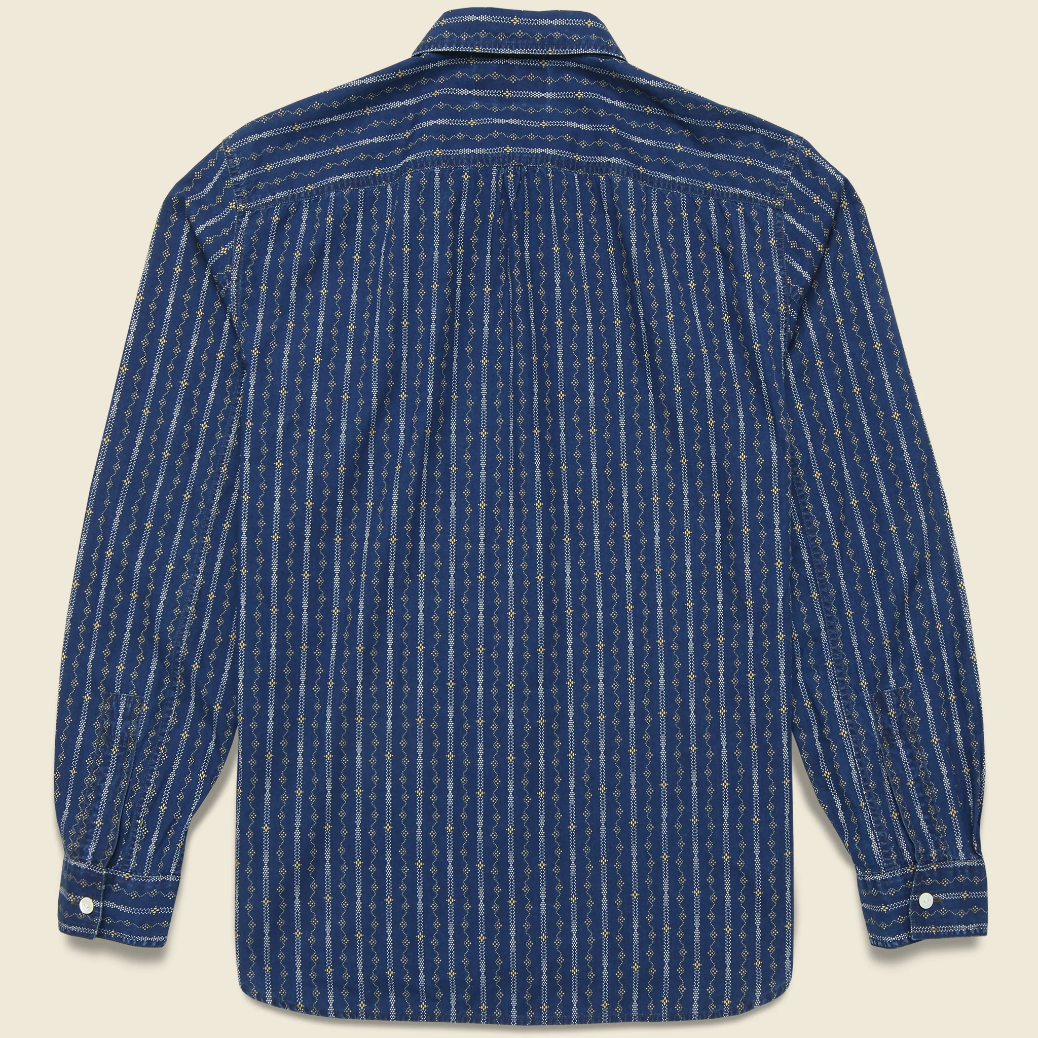 Indigo Print Workshirt - Indigo/Orange - Image 2