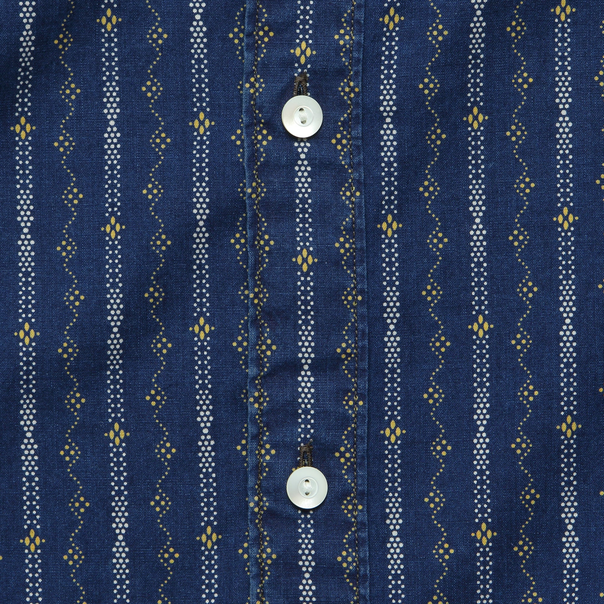 Indigo Print Workshirt - Indigo/Orange - Image 3