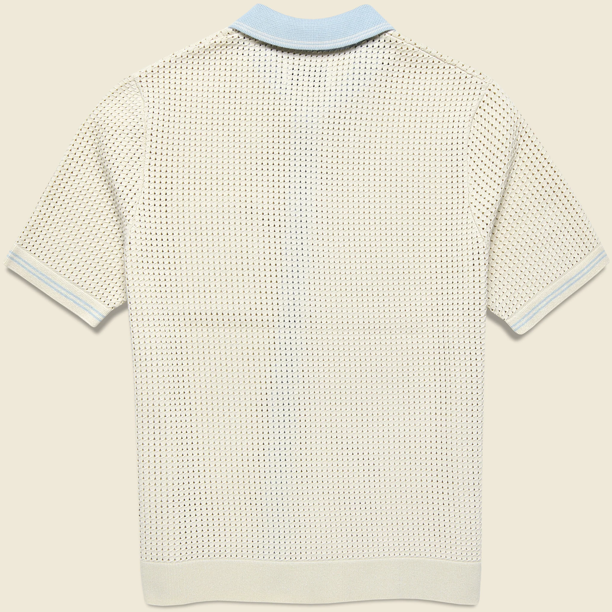 Pointelle Belle Shirt - Ecru/Pale Blue - Image 3