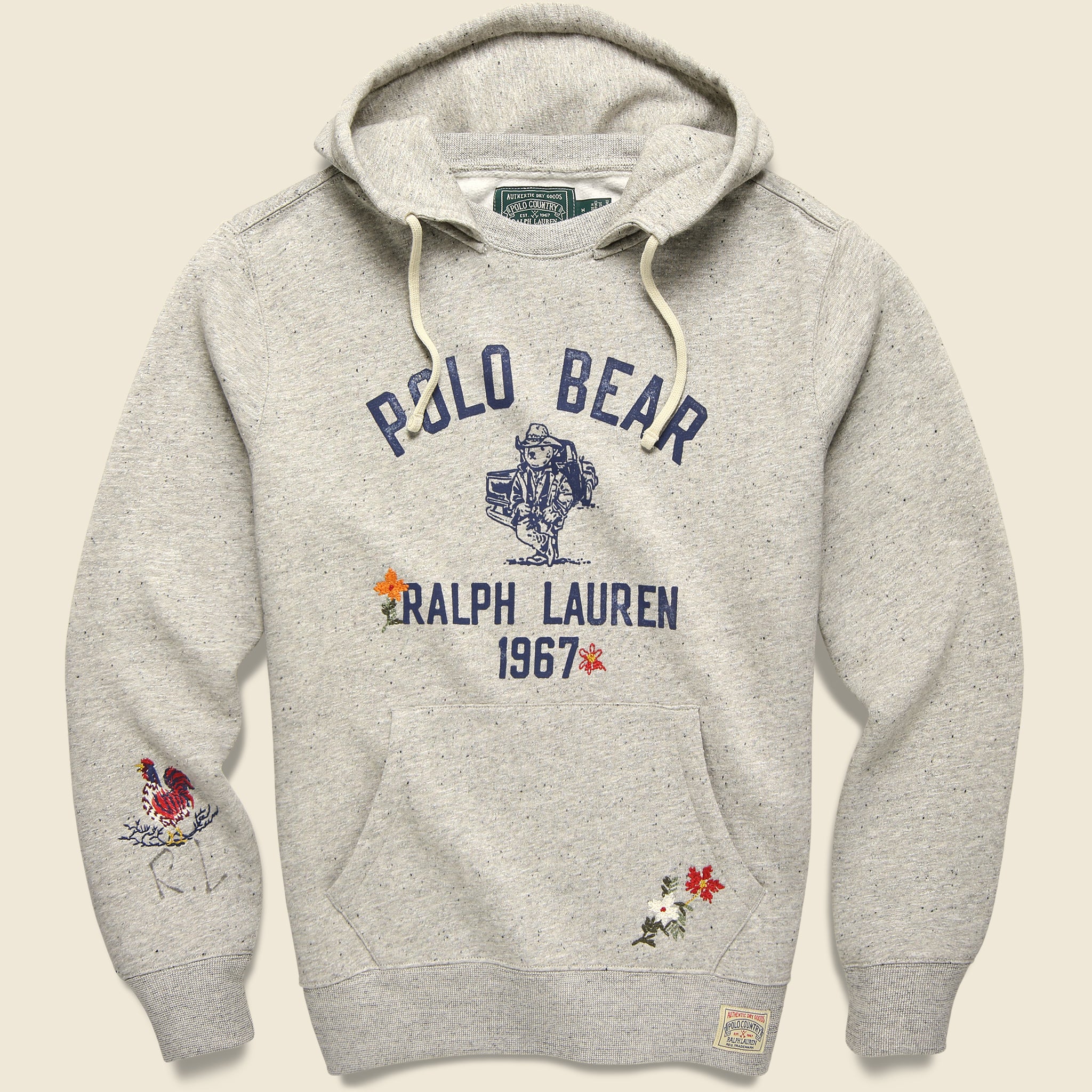 Polo Bear Hoodie - Heather Grey