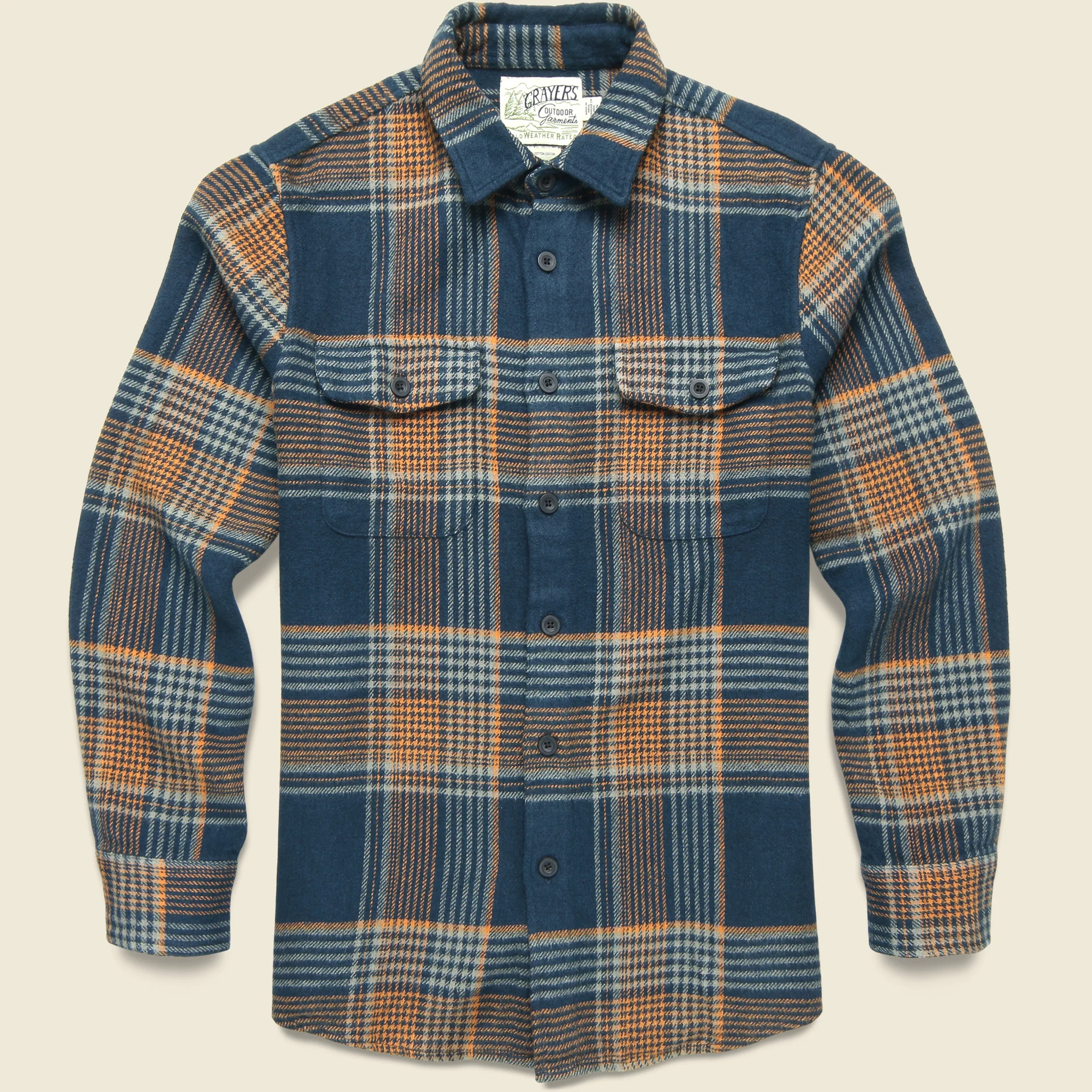 Portland Heavy Flannel - Navy/Teal/Orange