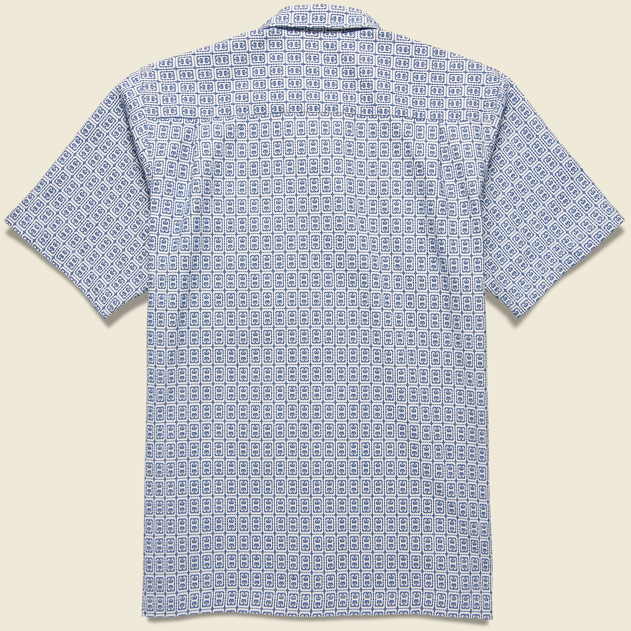 Porto Cotton Camp Shirt - White/Blue - Image 2