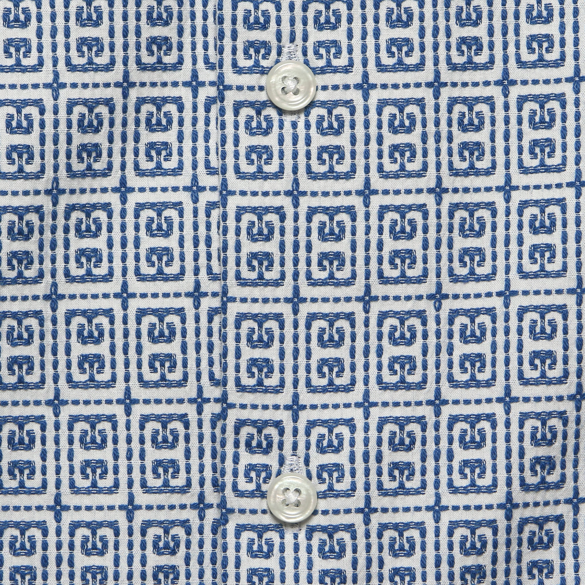 Porto Cotton Camp Shirt - White/Blue - Image 3