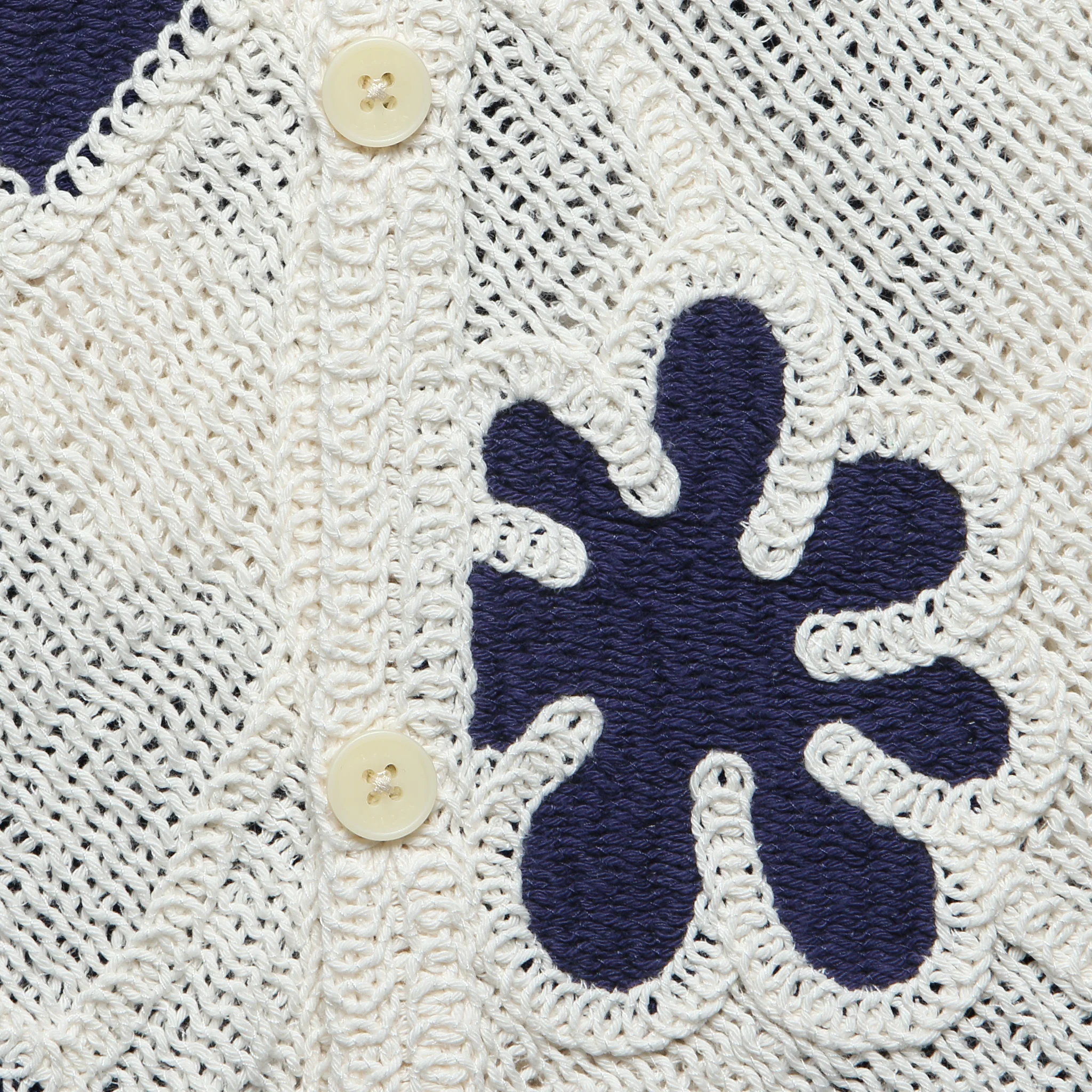Porto Doodle Crochet Shirt - Ecru/Dark Blue - Image 5