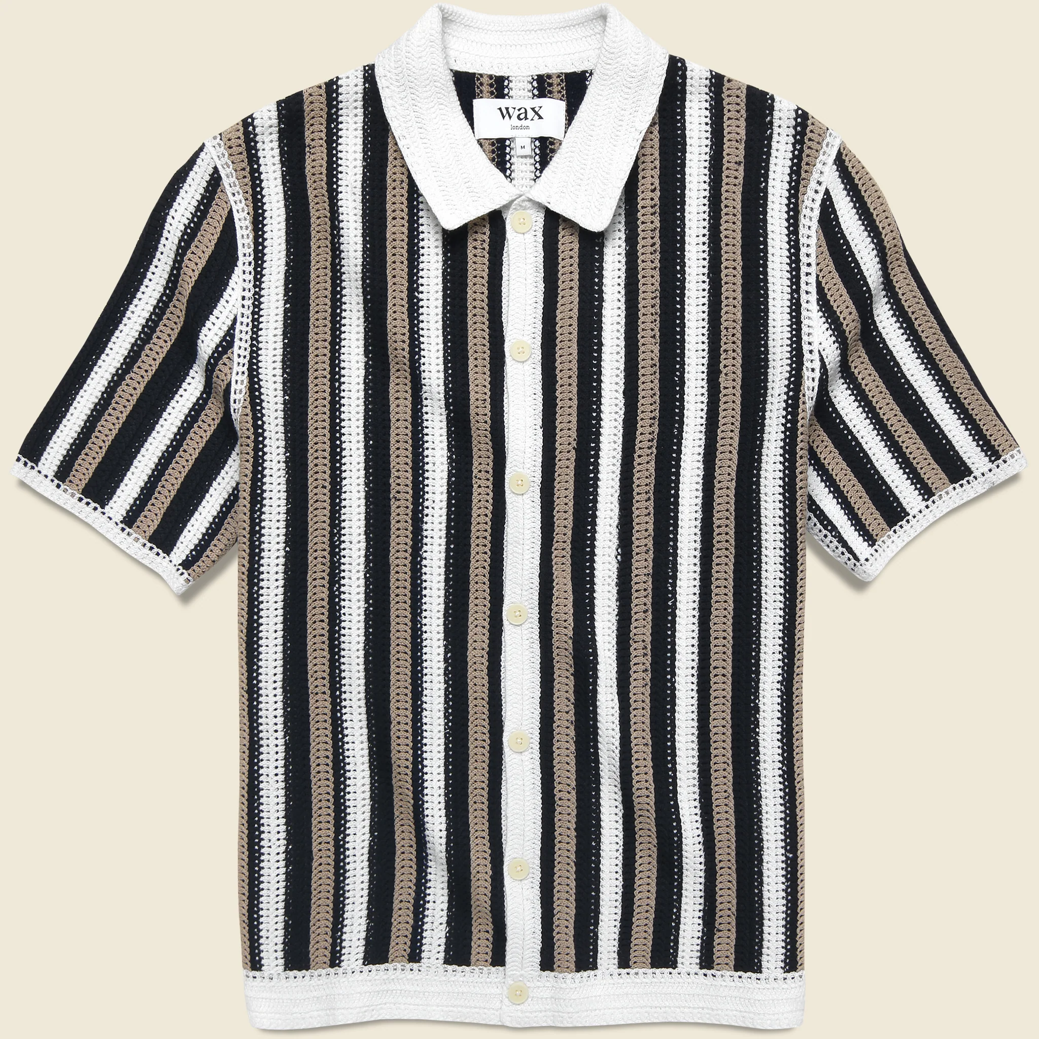 Porto Stripe Crochet Shirt - Ecru/Black