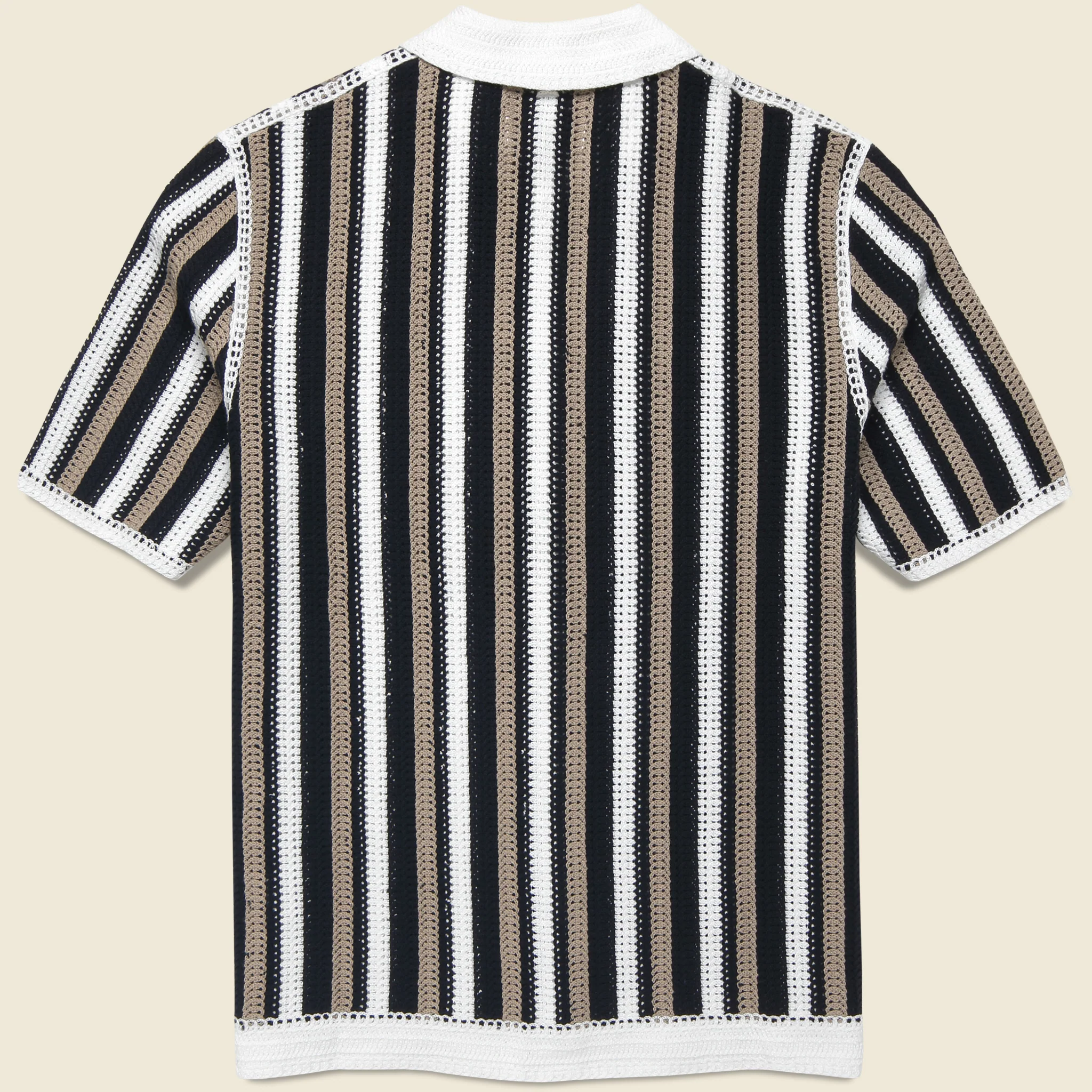 Porto Stripe Crochet Shirt - Ecru/Black - Image 3