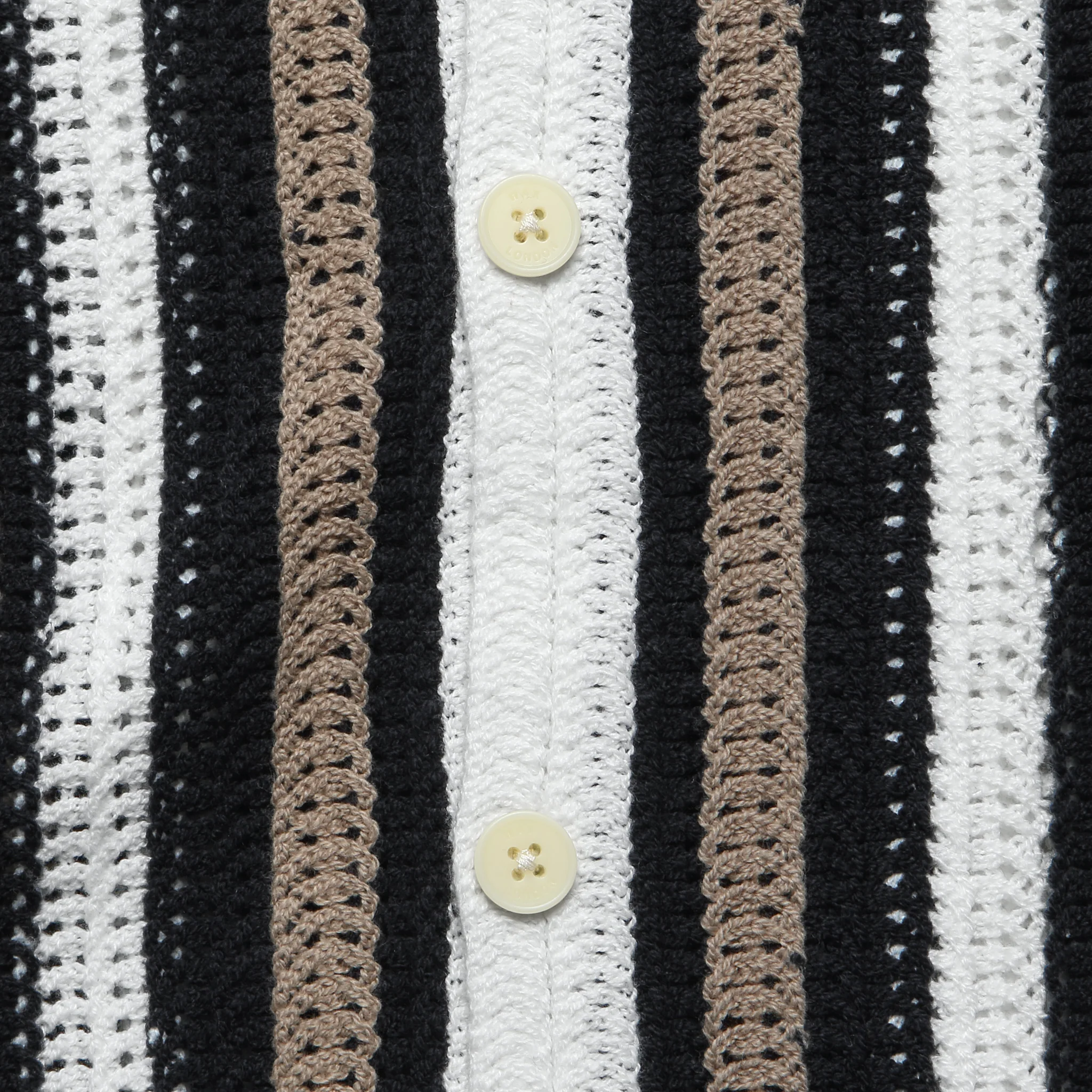 Porto Stripe Crochet Shirt - Ecru/Black - Image 4