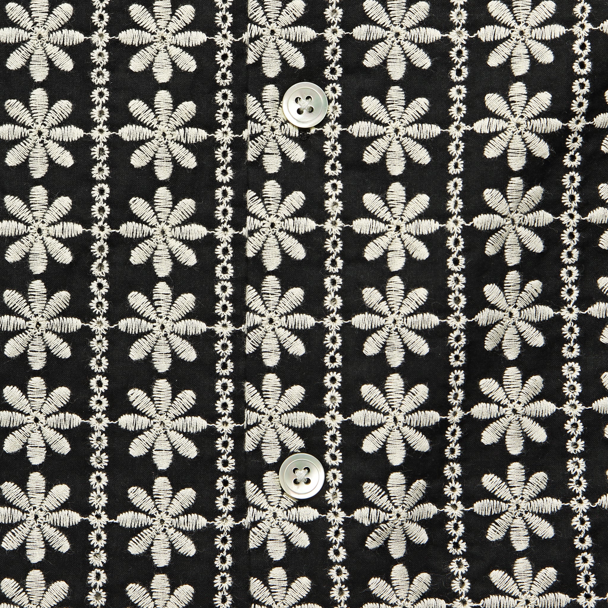 Folklore Embroidered Camp Shirt - Black/White - Image 3