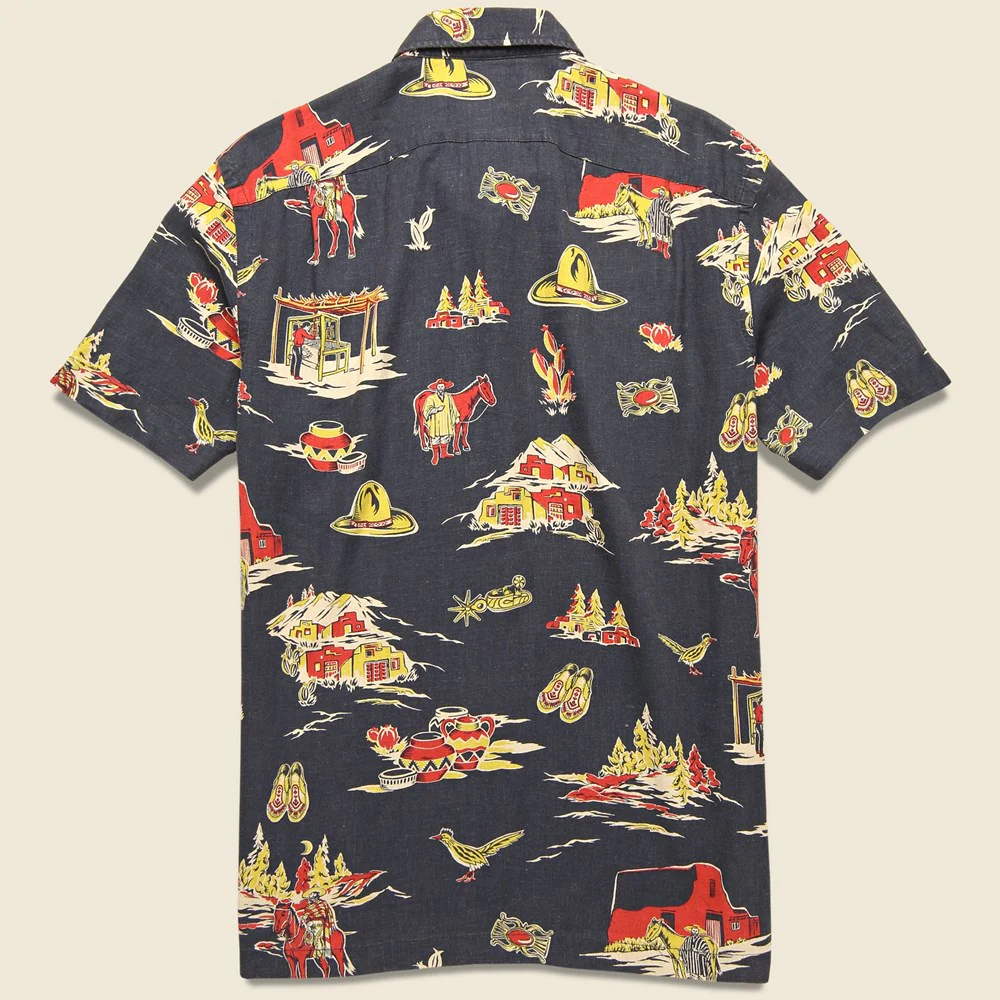Print Linen-Blend Camp Shirt - Indigo - Image 2