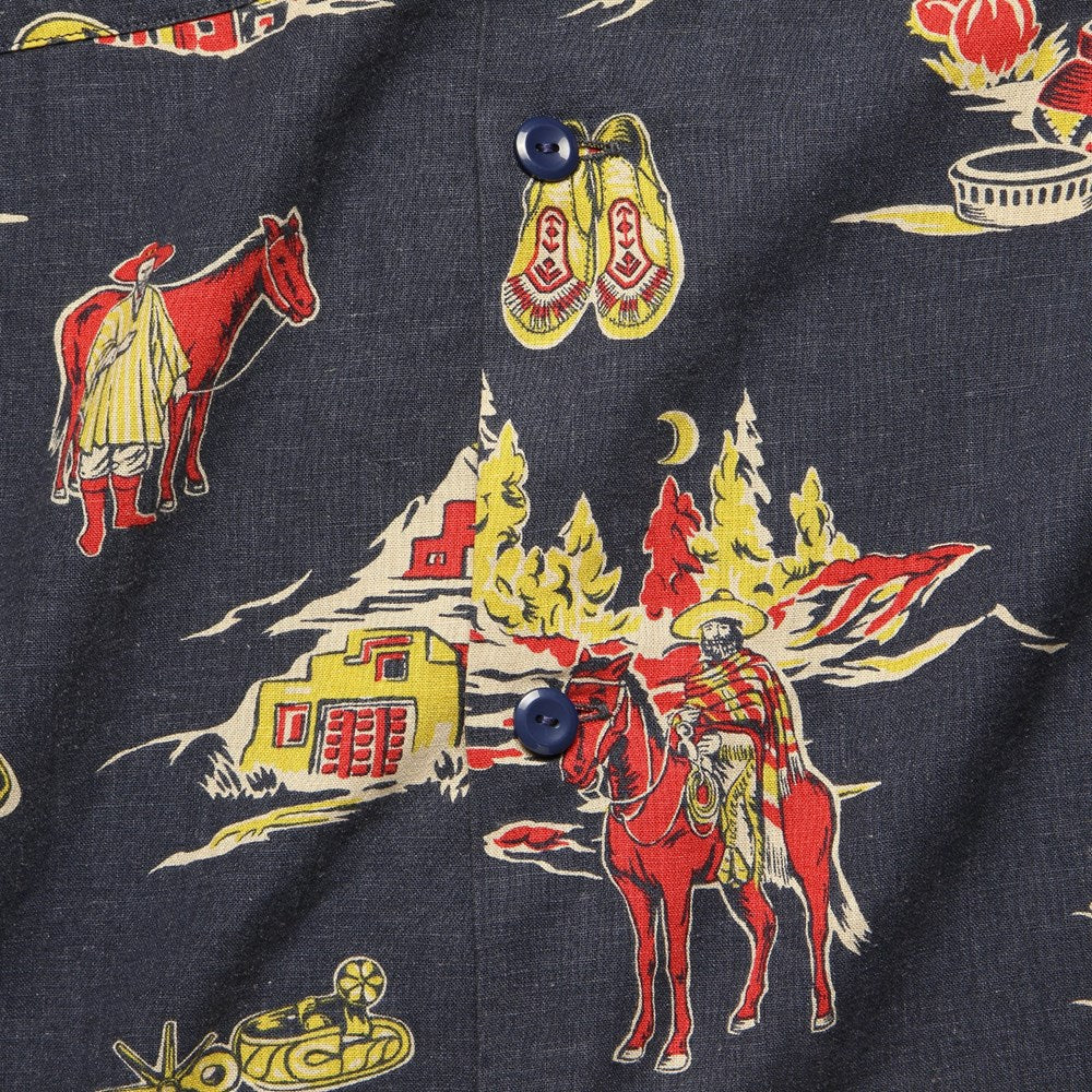 Print Linen-Blend Camp Shirt - Indigo - Image 3
