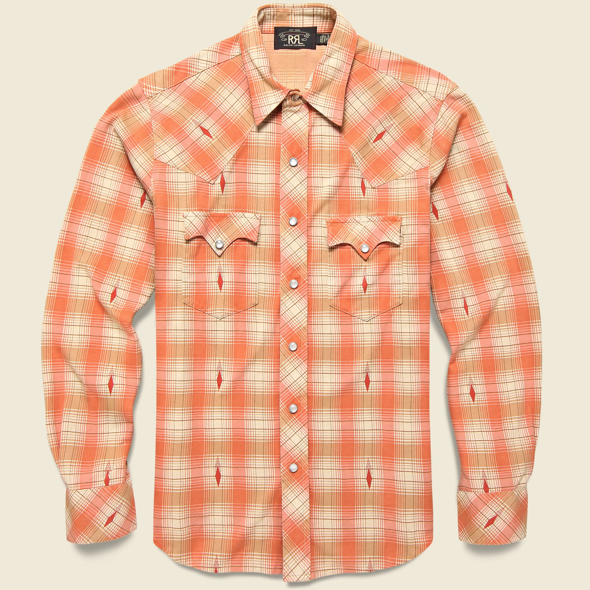 Plaid Jersey Western Shirt - Copper