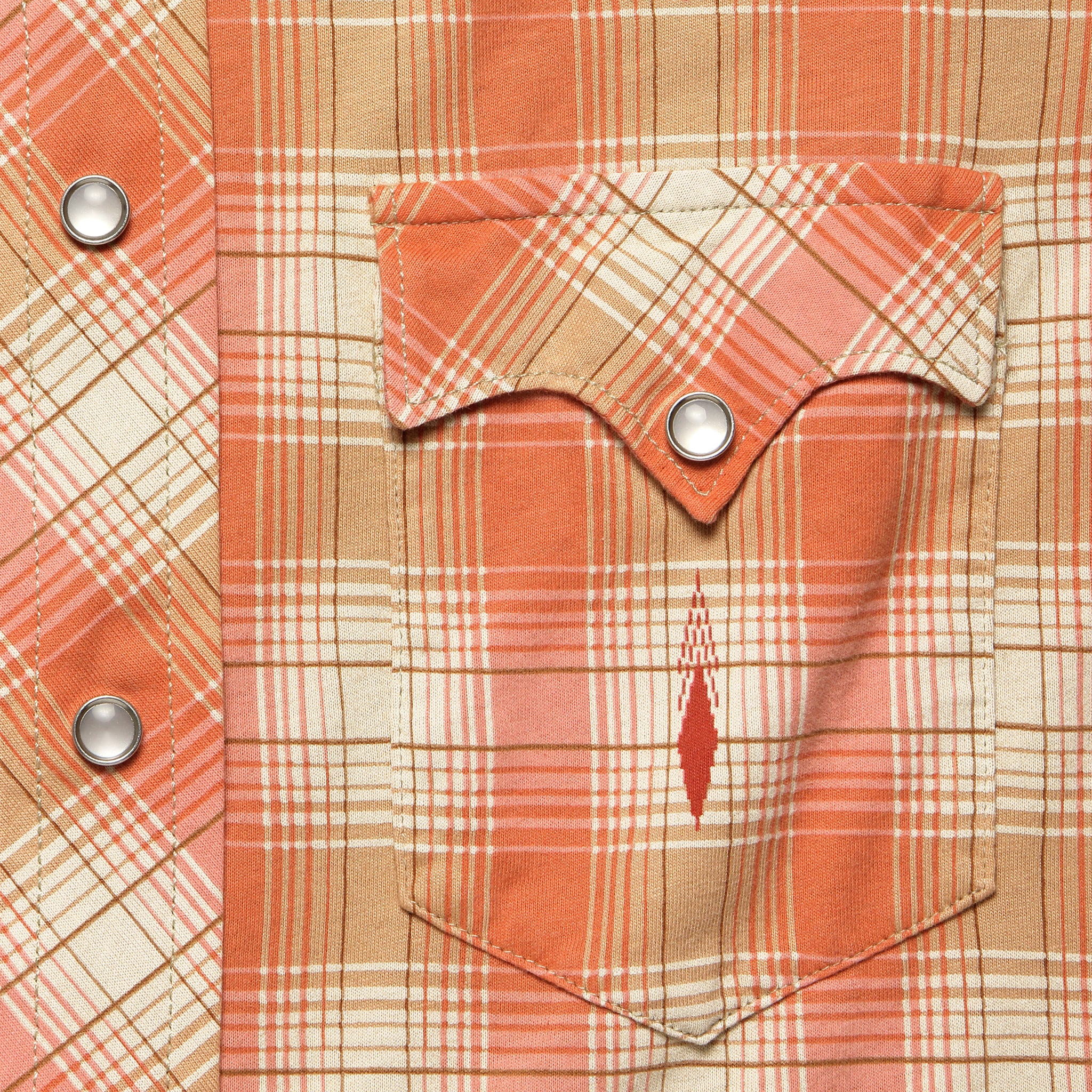 Plaid Jersey Western Shirt - Copper - Image 3
