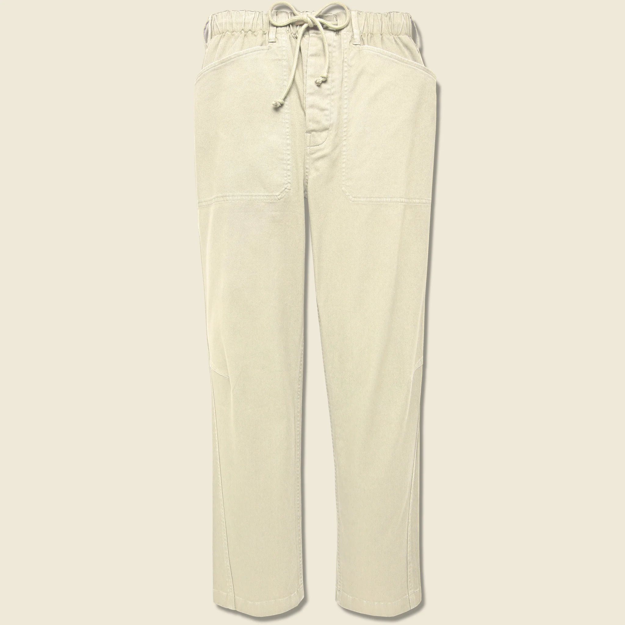 Pull On Button Fly Pants - Oat Milk