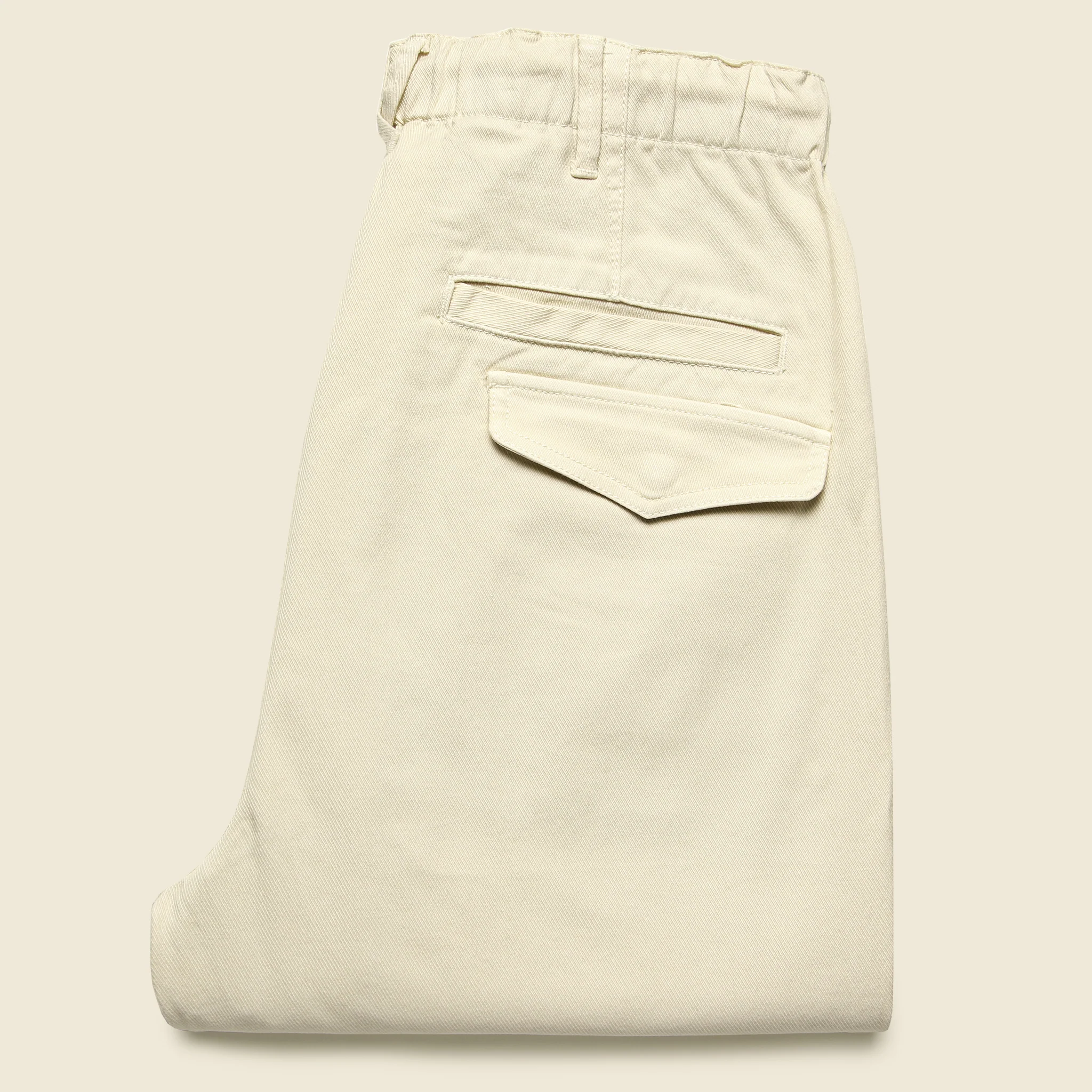 Pull On Button Fly Pants - Oat Milk - Image 3