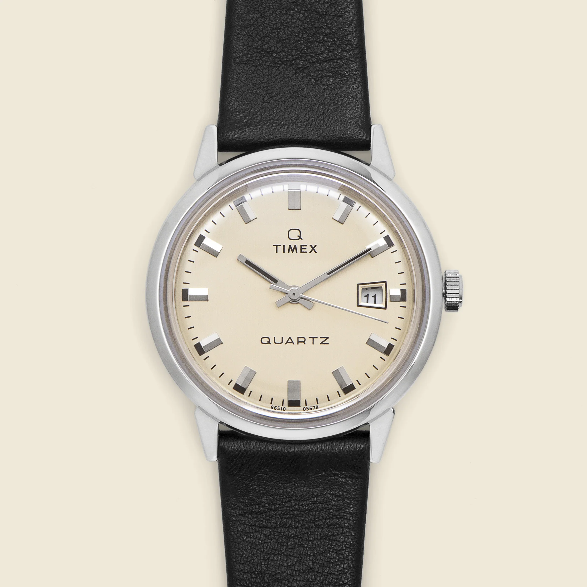 Q 1978 Reissue Date Watch 35mm - Cream/Black Leather