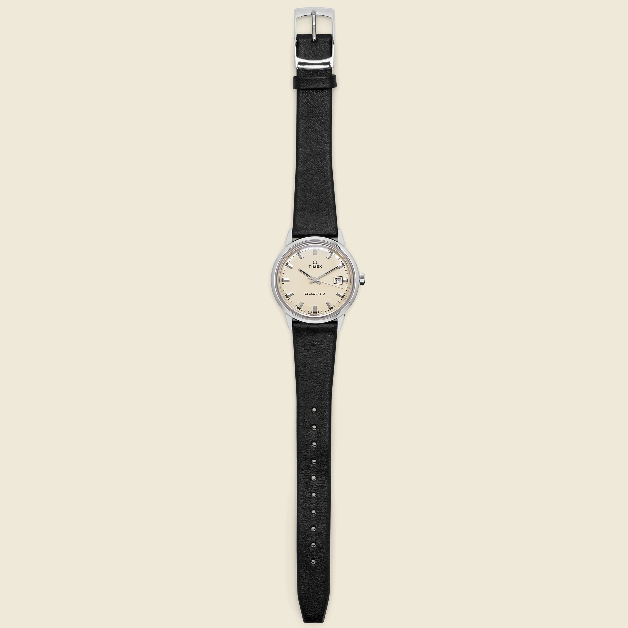 Q 1978 Reissue Date Watch 35mm - Cream/Black Leather - Image 2