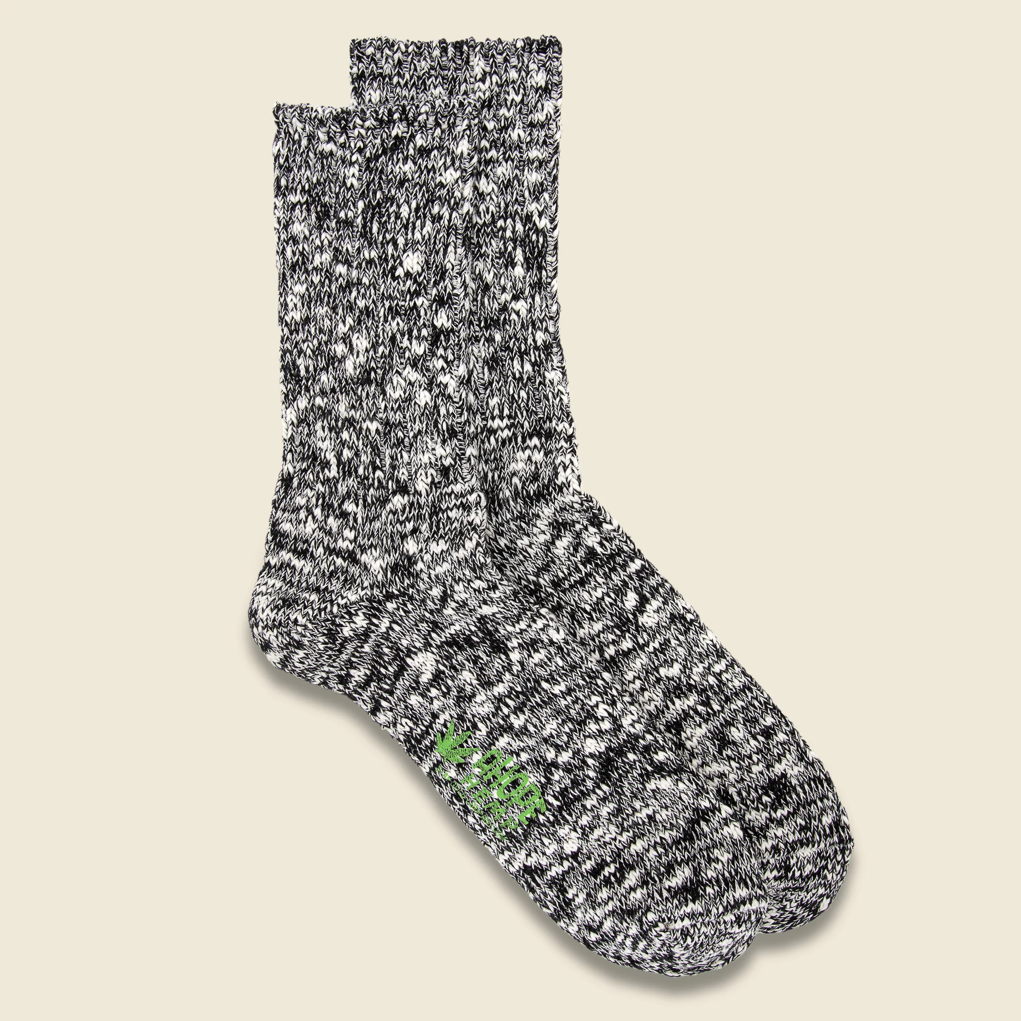 Quarter Marled Rag Sock - Black
