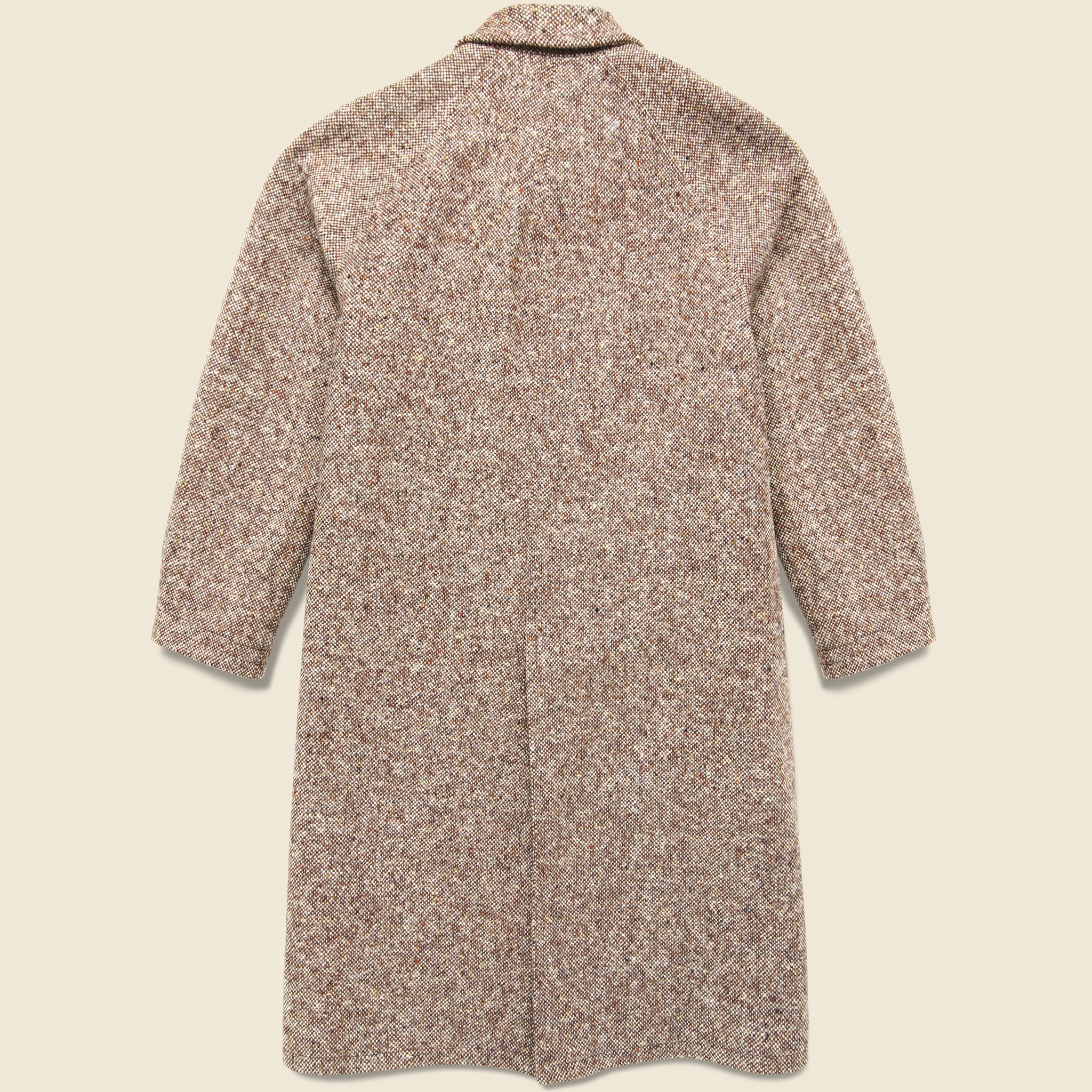 Raglan Wool Overcoat - Brown Slub Donegal - Image 2