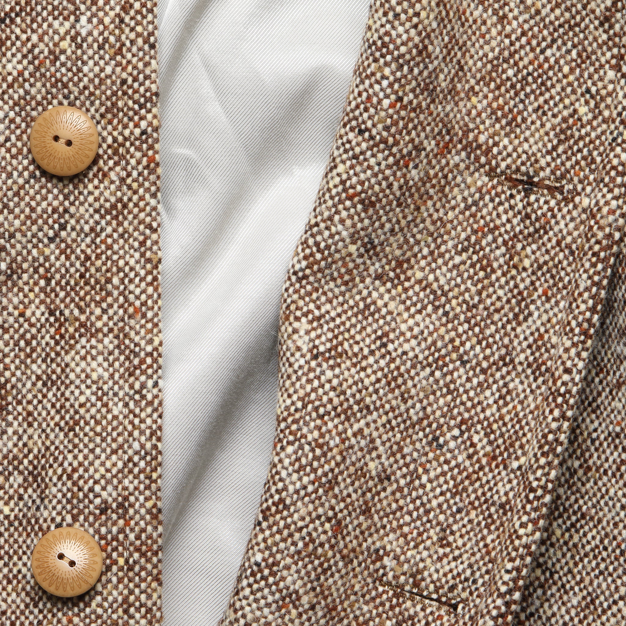 Raglan Wool Overcoat - Brown Slub Donegal - Image 3