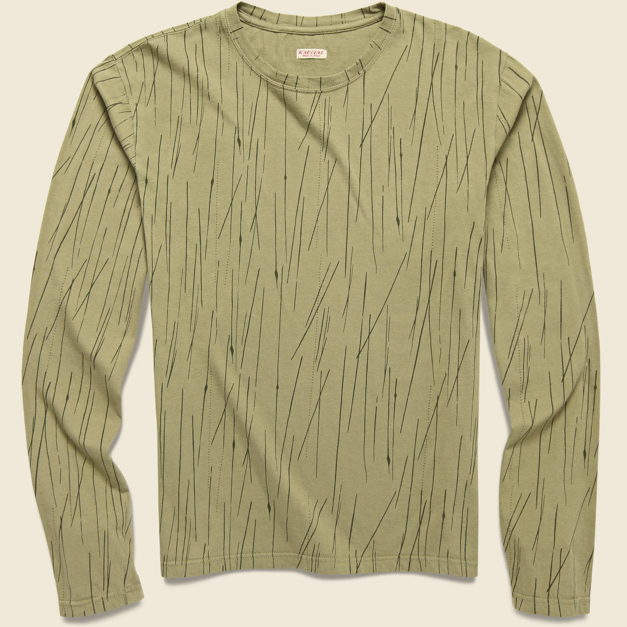 RAIN CAMO Jersey Crew Long Sleeve Tee (SMILE Patch) - Khaki - Image 2