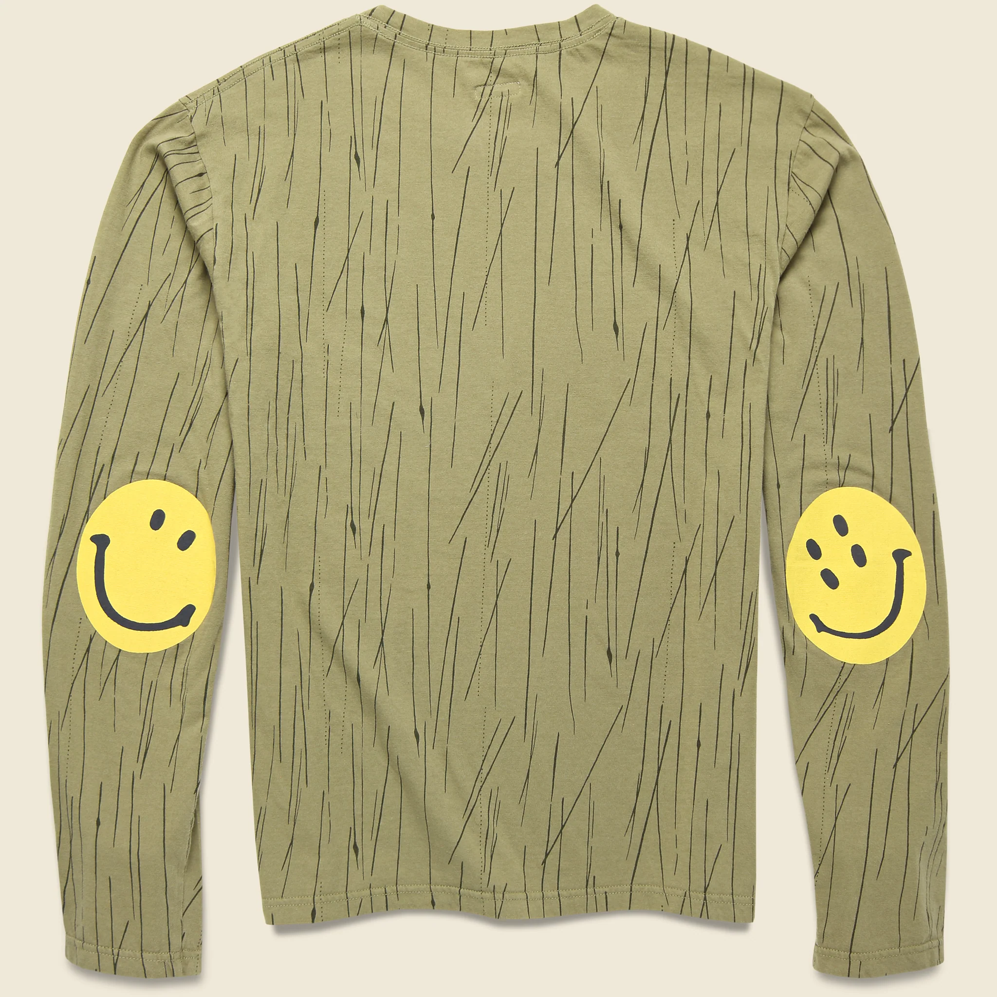 RAIN CAMO Jersey Crew Long Sleeve Tee (SMILE Patch) - Khaki - Image 3
