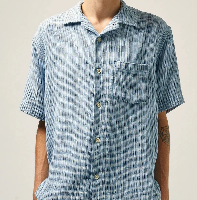 Rainbow Weave Camp Shirt - Indigo - Image 2