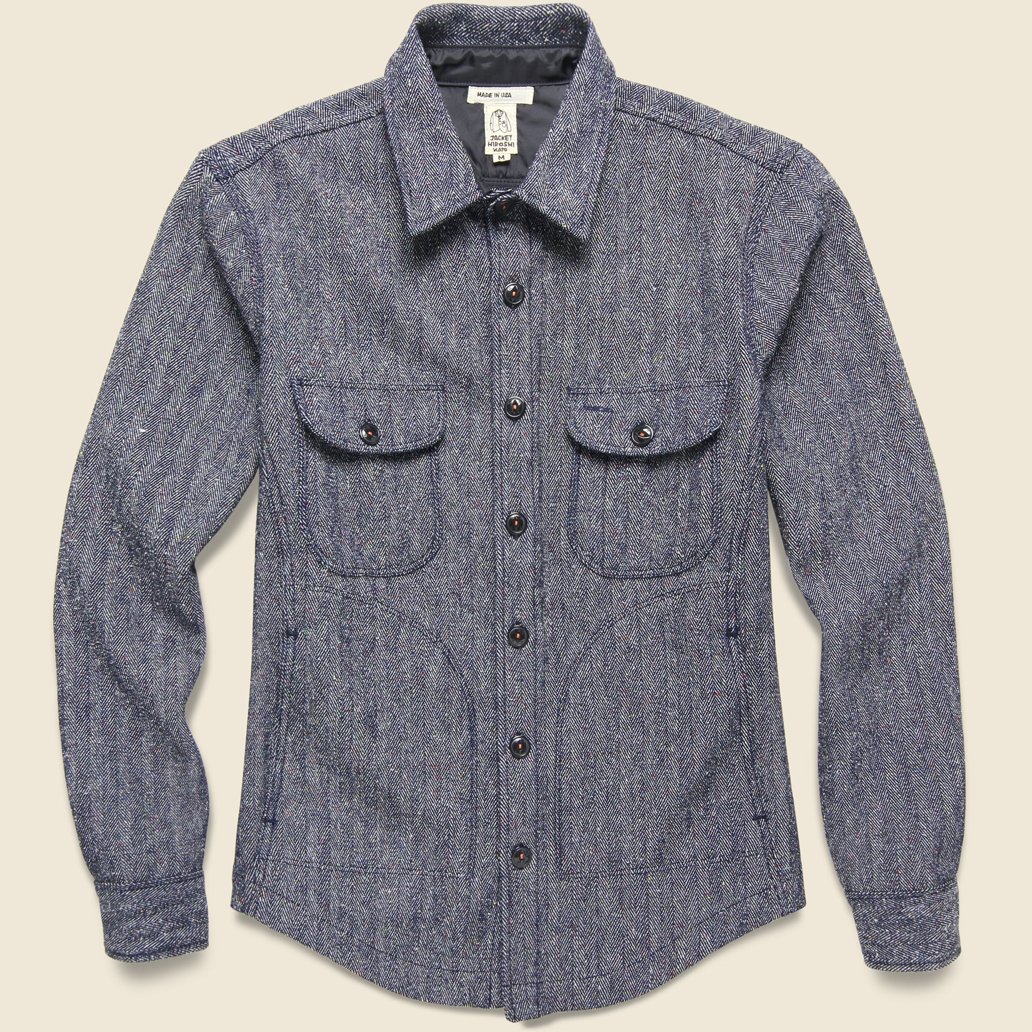 Raw Denim Herringbone Anvil Shirt Jacket - Indigo