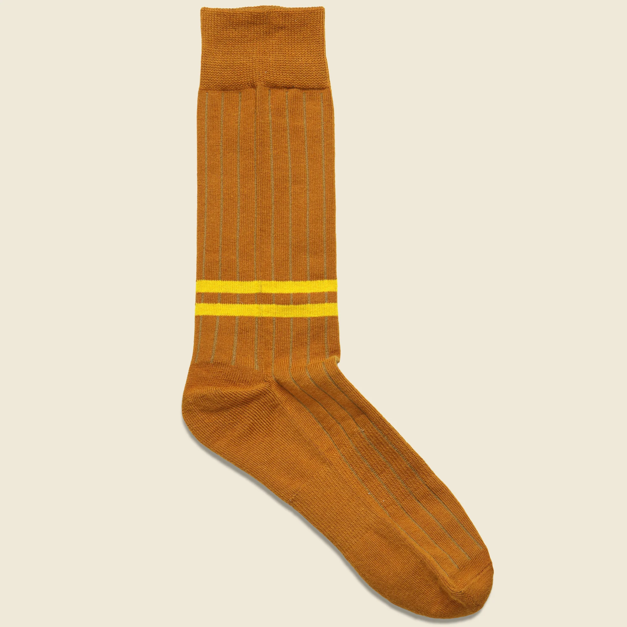 Bixby Crew Sock - Brown/Yellow