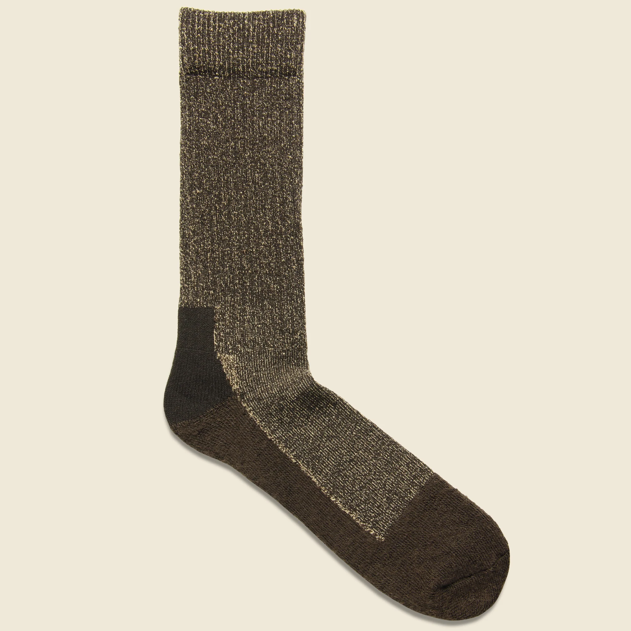 Deep Toe Capped Wool Sock - Brown