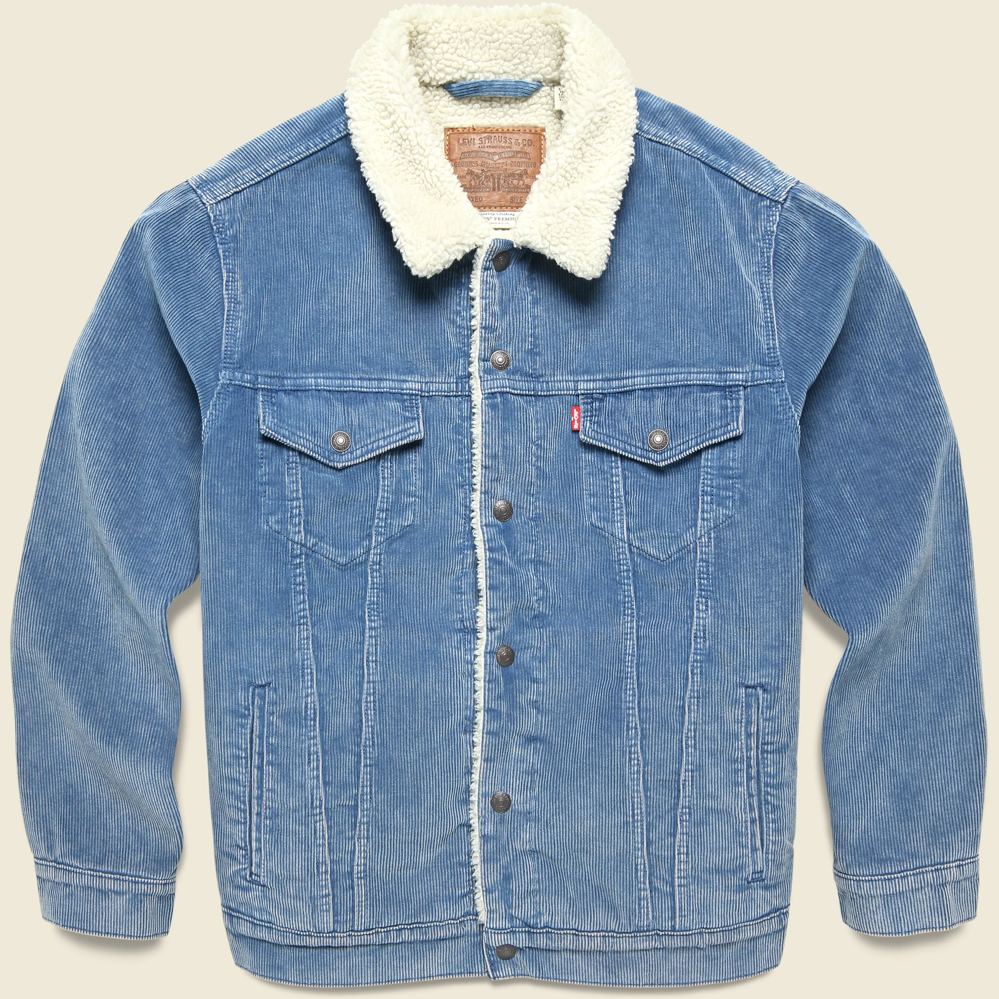 Relaxed Fit Sherpa Trucker Jacket - Blue Spring Cord