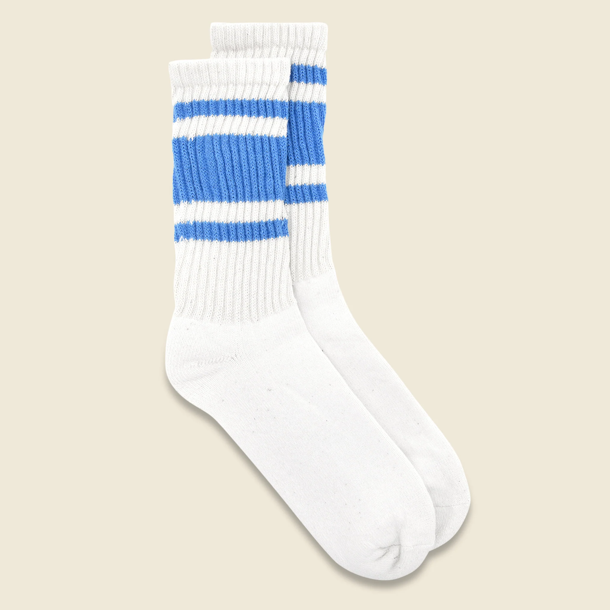 Retro Mono Stripe Crew Sock - Blue