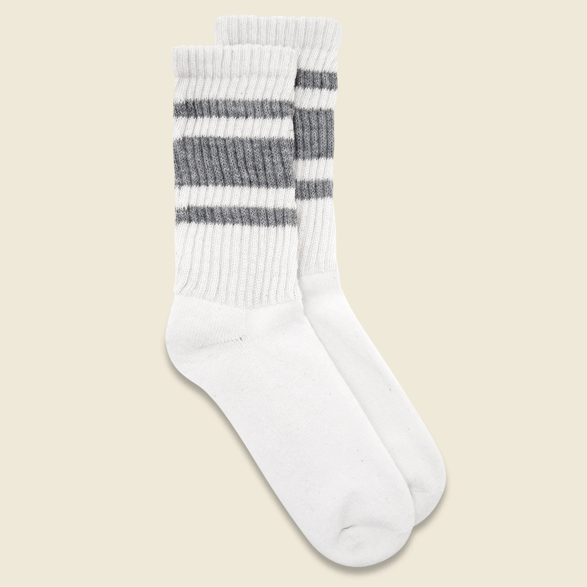 Retro Mono Stripe Crew Sock - Grey