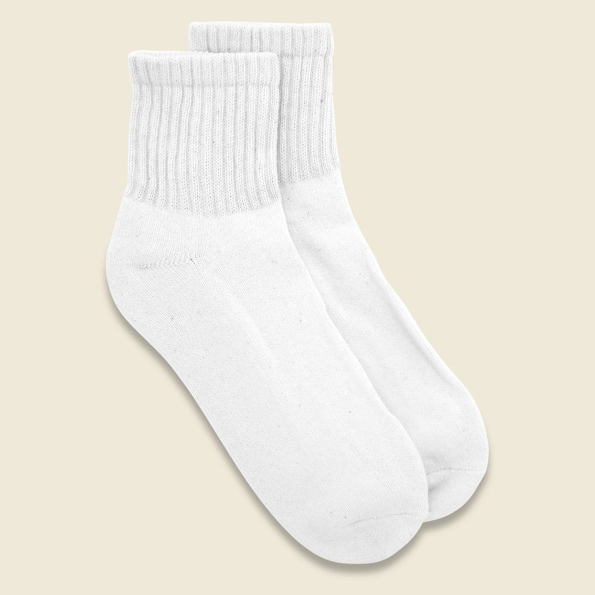Retro Solid Quarter Crew Sock - Natural