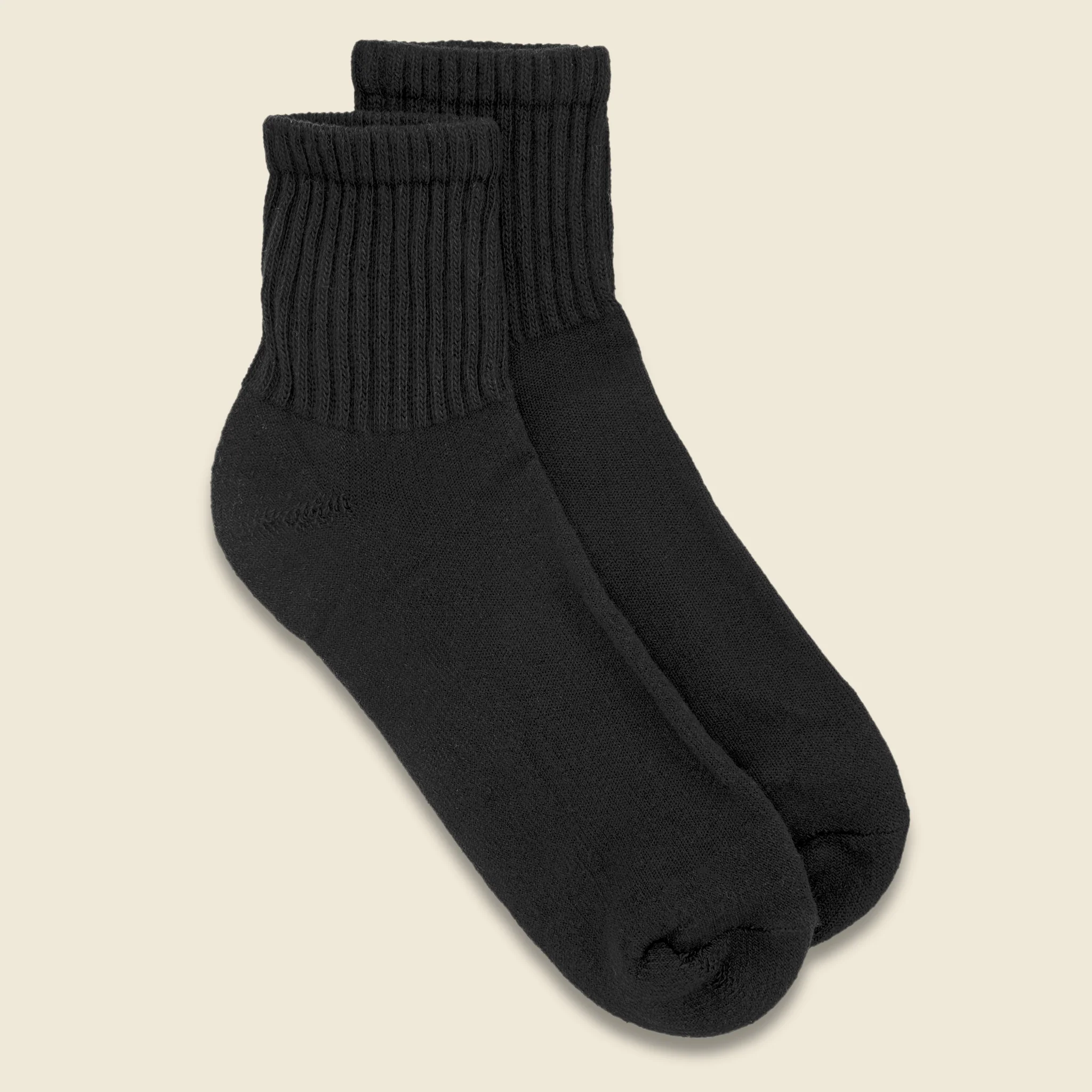 Retro Solid Quarter Crew Sock - Washed Black