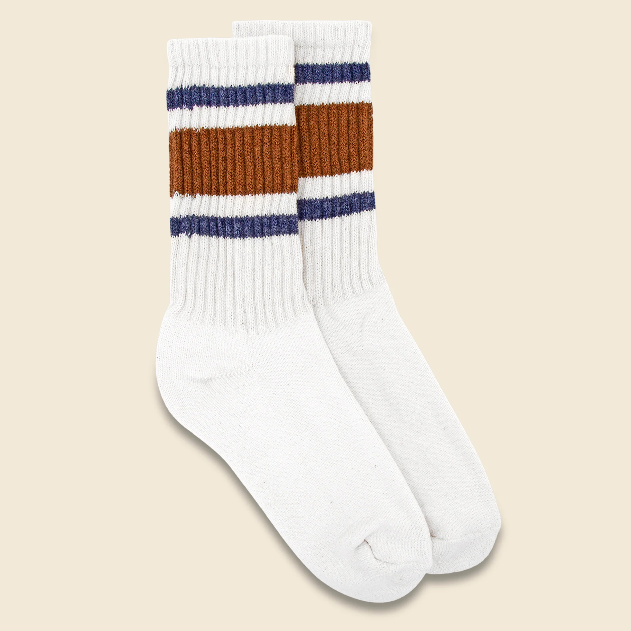 Retro Stripe Sock - Brown/Denim - Image 2