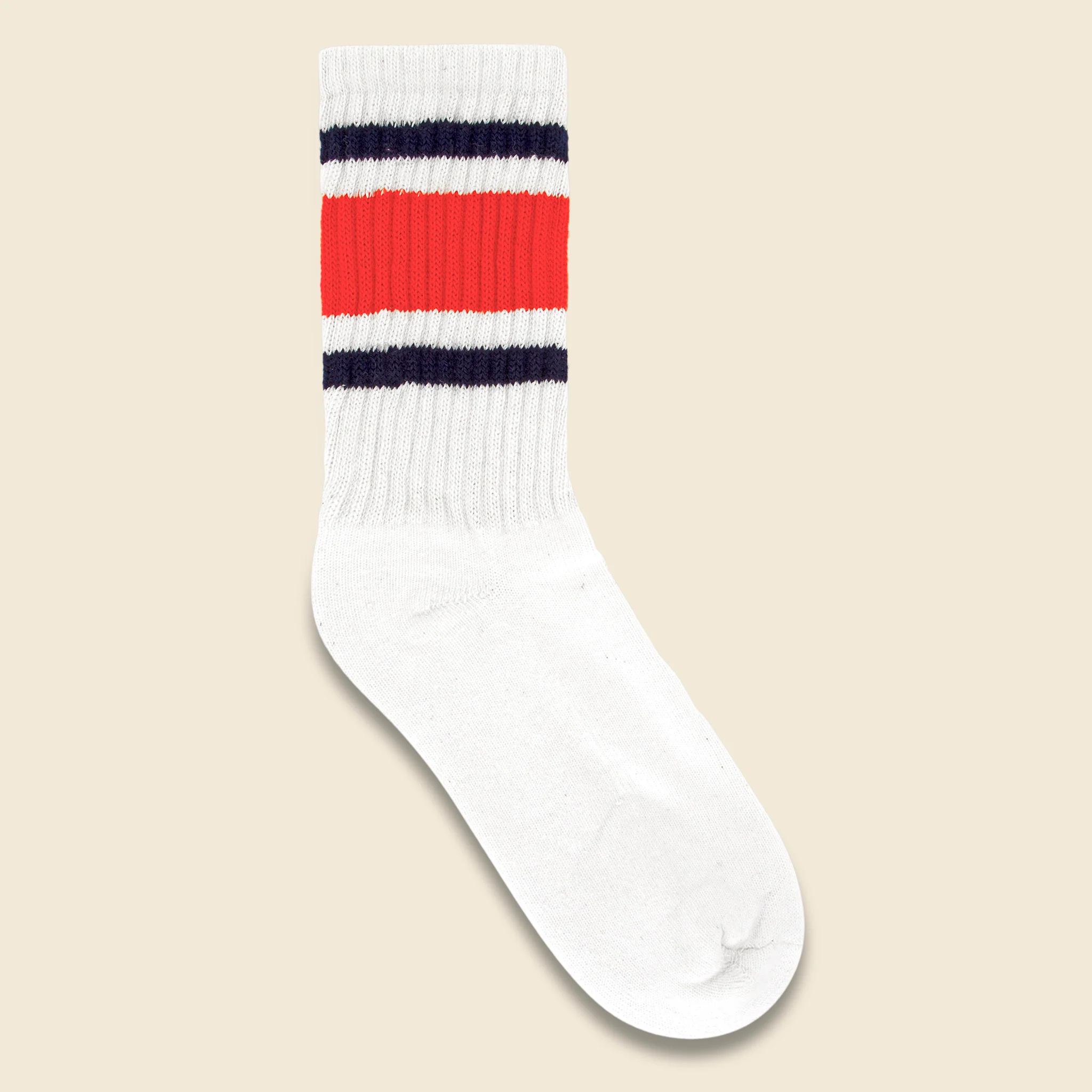 Retro Stripe Sock - Navy/Orange
