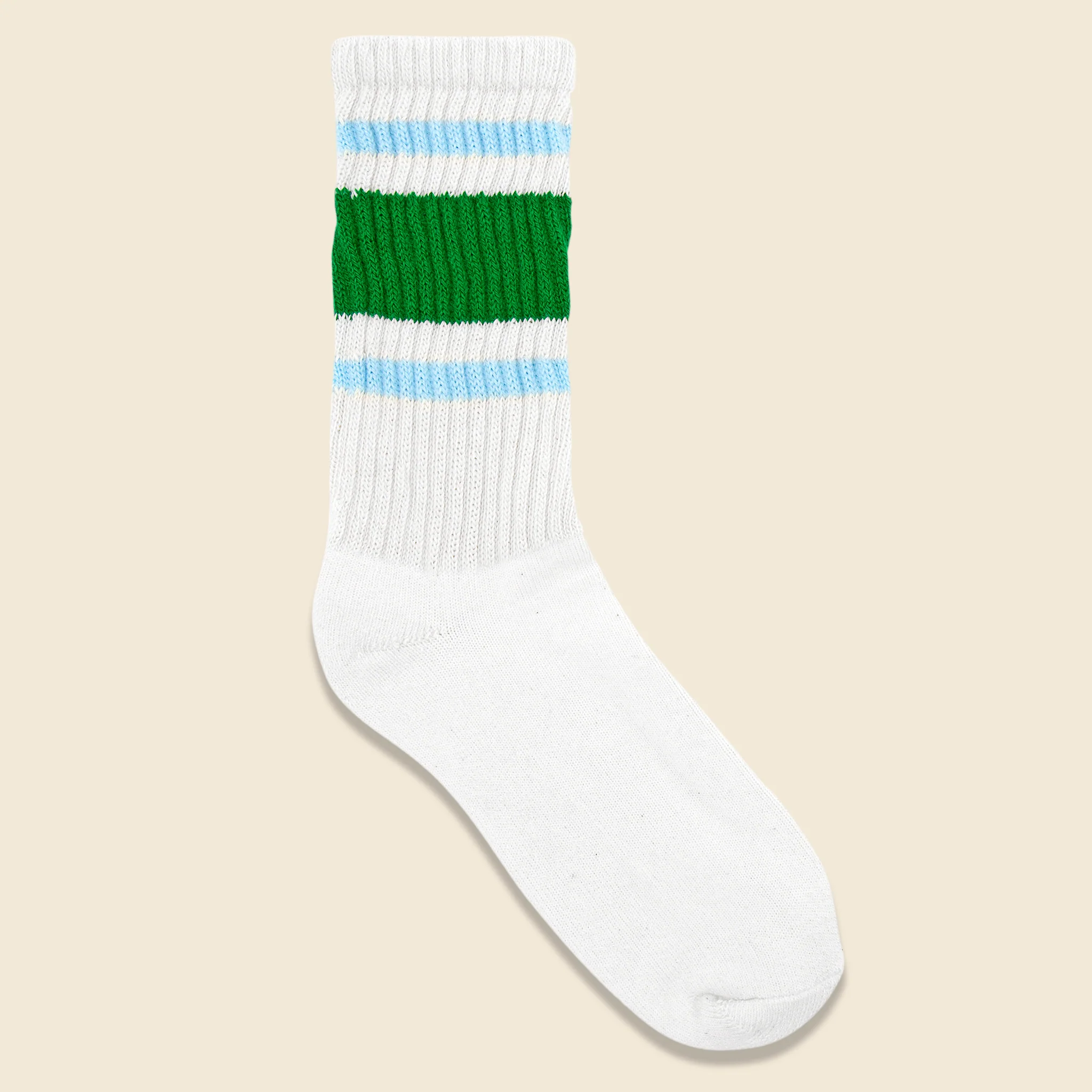 Retro Stripe Sock - Sky Blue / Green