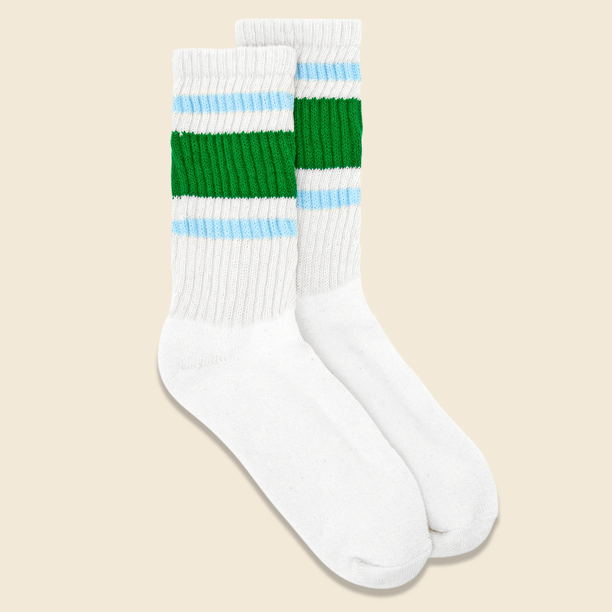 Retro Stripe Sock - Sky Blue / Green - Image 2