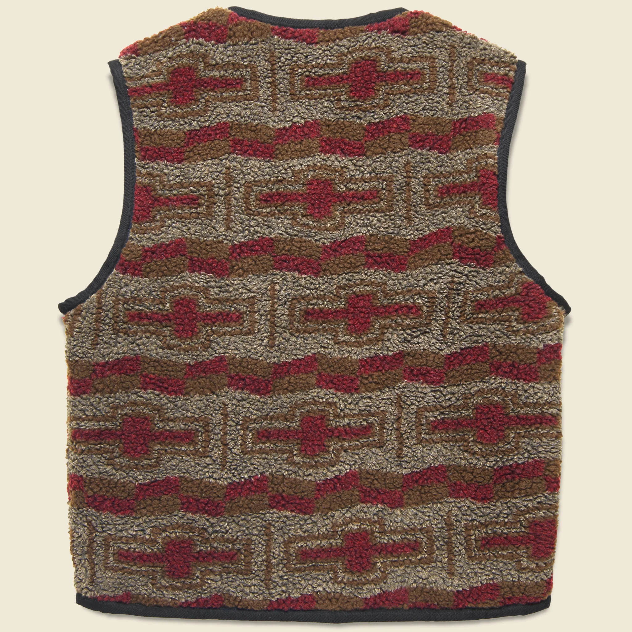 Reverse Zip Pile & Quilt Vest - Brown - Image 3