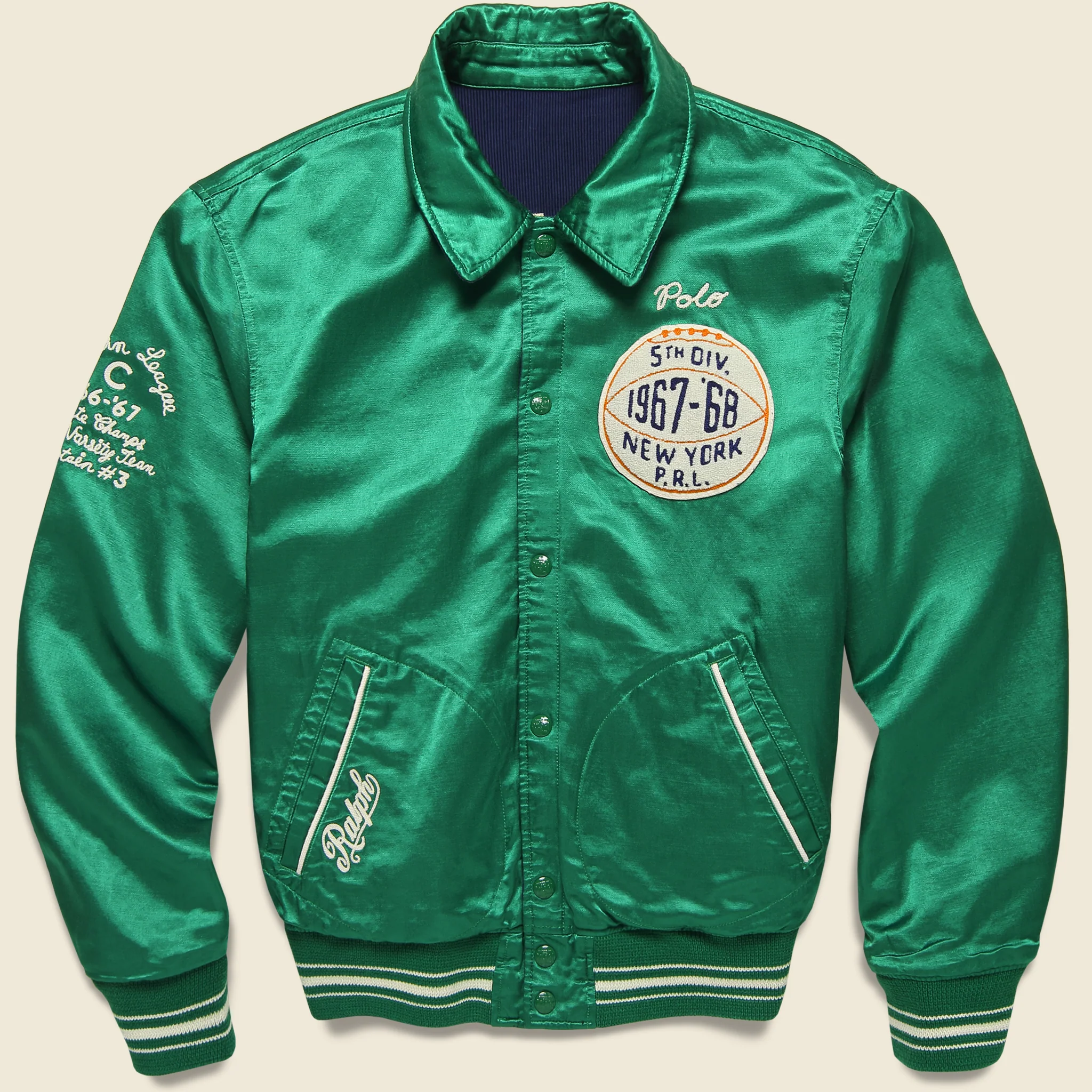Reversible Varsity Bomber Jacket - Navy/Green