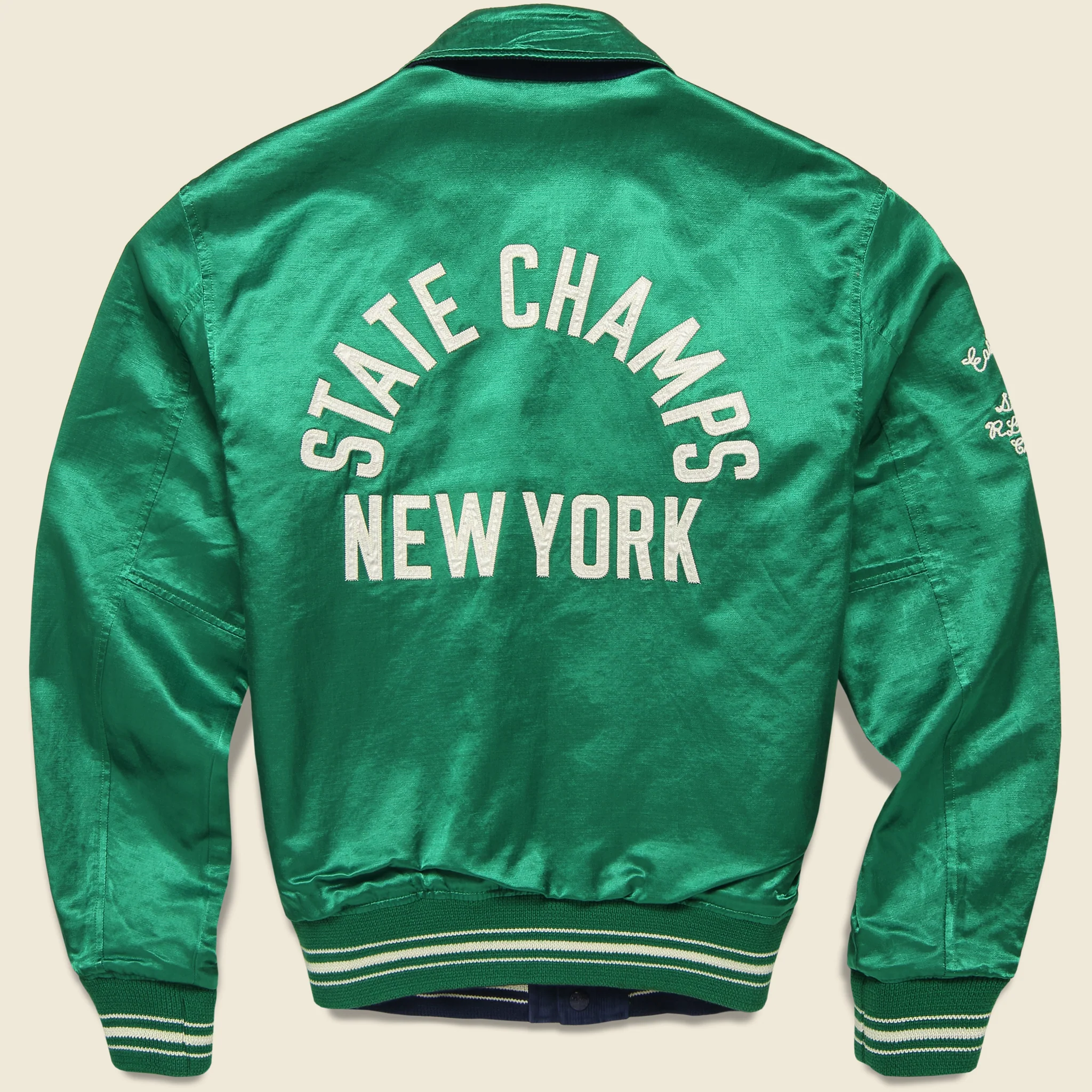 Reversible Varsity Bomber Jacket - Navy/Green - Image 2